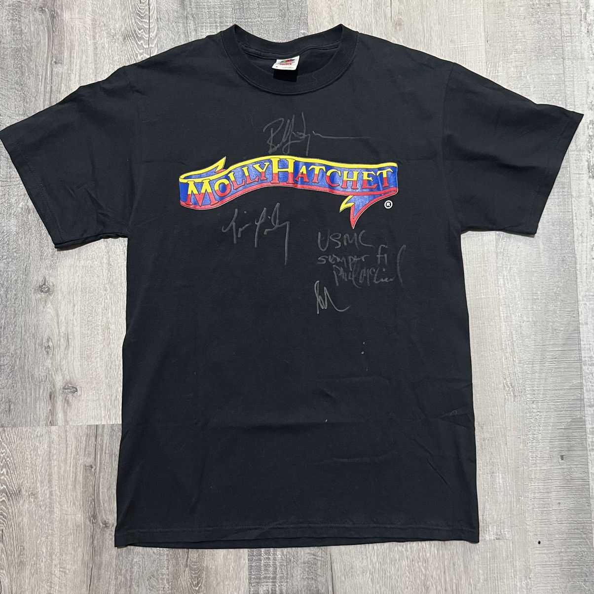 Band Tees × Fruit Of The Loom Molly Hatchet Black Autograph Bobby Ingram Tim Lindsey Shirt Size US M / EU 48-50 / 2 - 1 Thumbnail