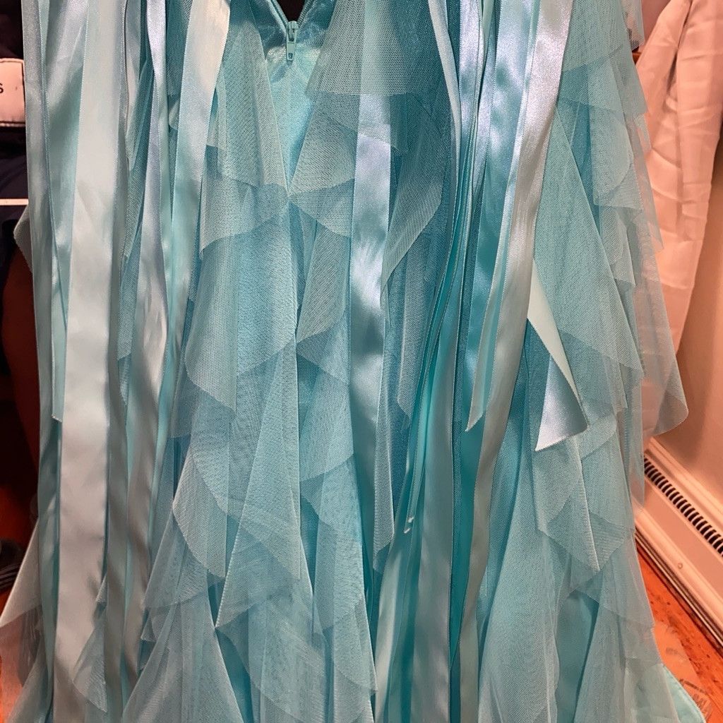 Other Deb Aquamarine Rhinestone Ruffle Formal Dress Size 9/10 Size L / US 10 / IT 46 - 3 Thumbnail