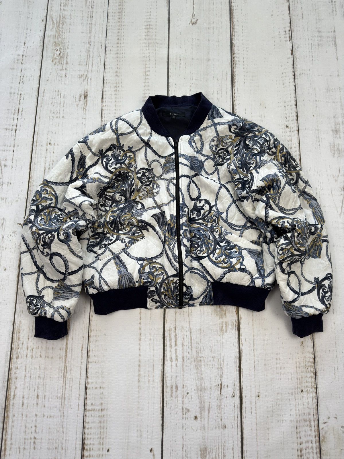 Gucci Gucci Vintage Bomber Jacket Patrerned Size L / US 10 / IT 46 - 1 Thumbnail