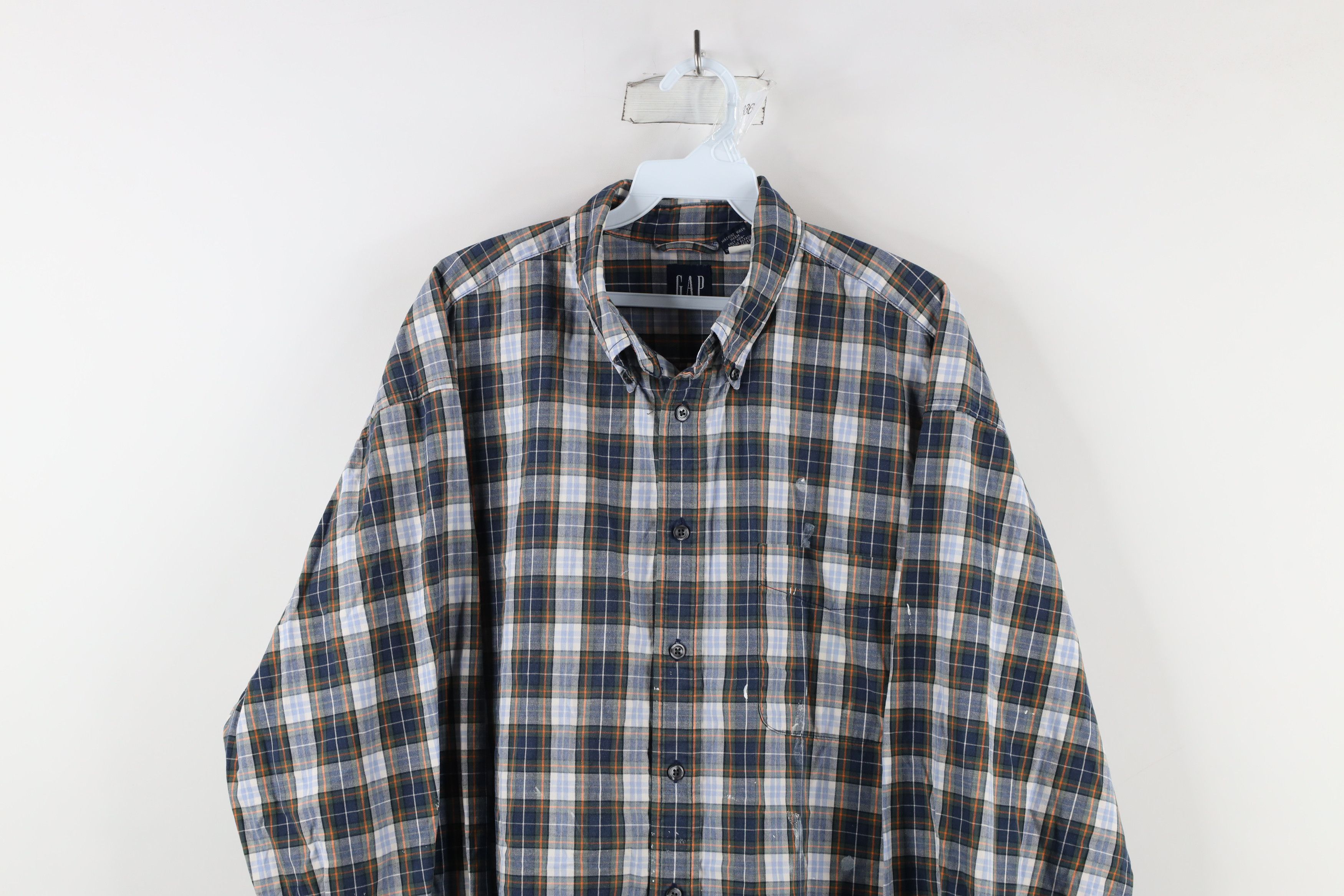 Gap × Vintage Vintage 90s Gap Collared Button Down Shirt Plaid Cotton Size US XL / EU 56 / 4 - 2 Thumbnail