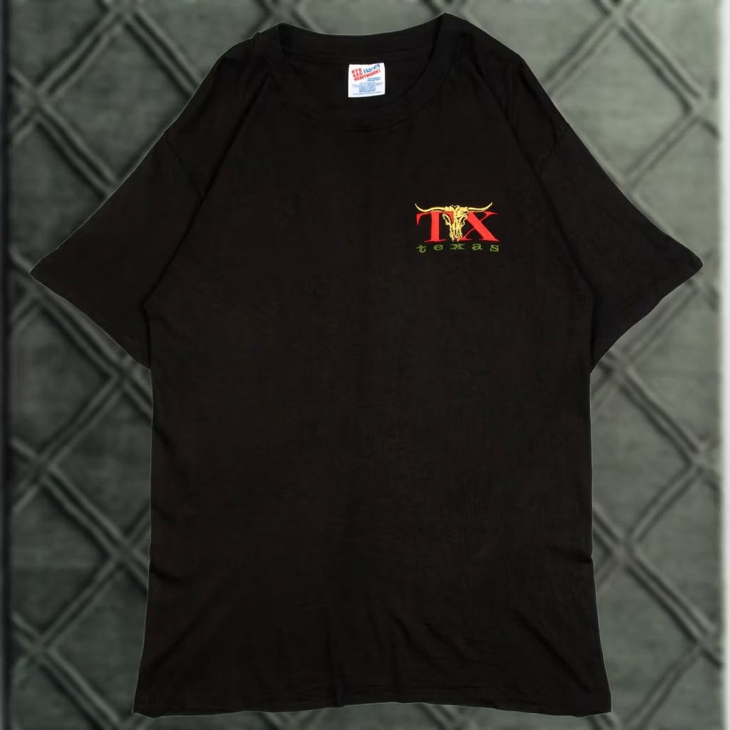 Hanes Hanes Men's Vintage 1990s Texas Embroidered Single Stitch T-Shirt Black Medium Size US M / EU 48-50 / 2 - 1 Thumbnail