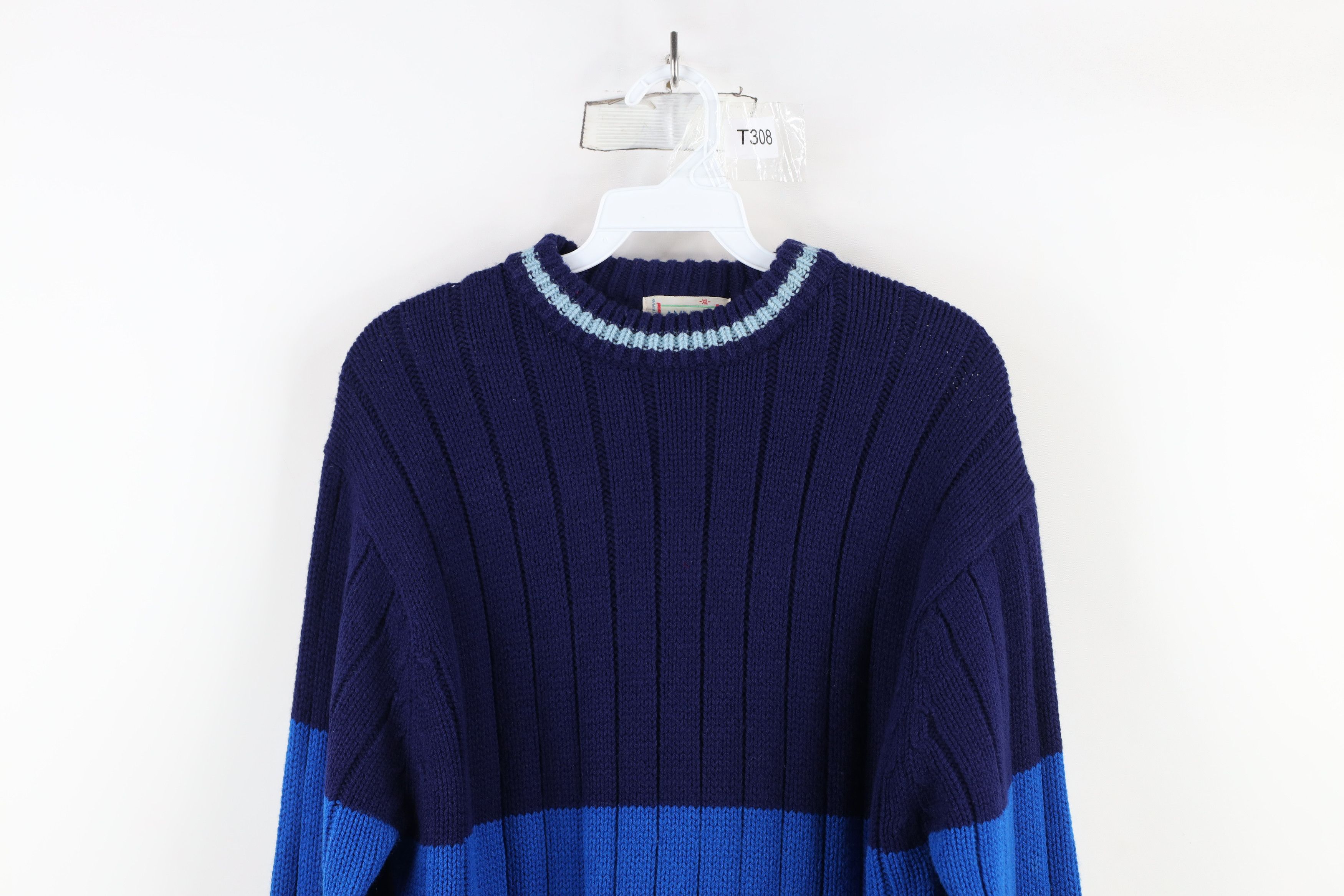 Vintage Vintage 70s Streetwear Block Ribbed Knit Crewneck Sweater Size XL / US 12-14 / IT 48-50 - 2 Thumbnail