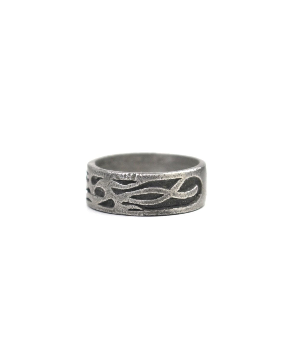 Japanese Brand 2000S JAPANESE MADE OXIDIZED PRIMAL TRACE SILVER-TONE RING Size ONE SIZE - 1 Thumbnail