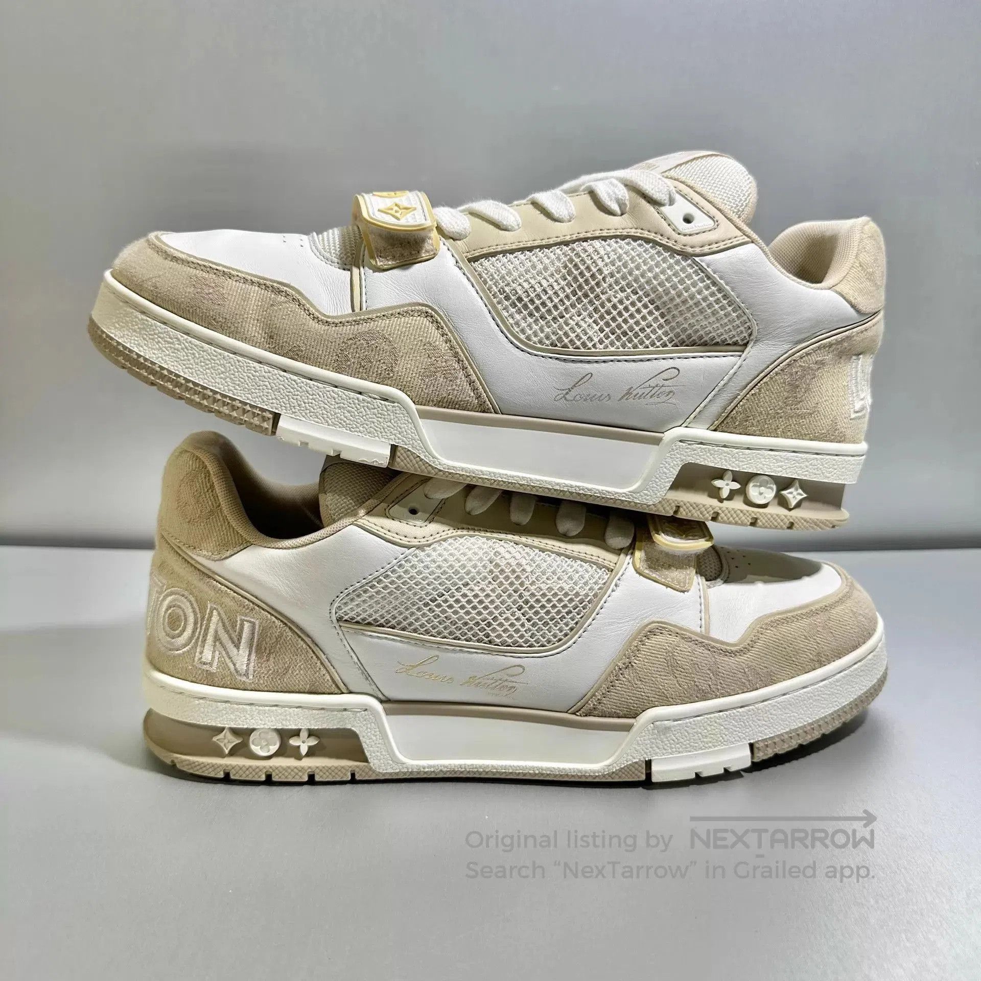 Louis Vuitton Beige Low-Top Sneakers Size 9. Size US 9 / EU 42 - 3 Thumbnail