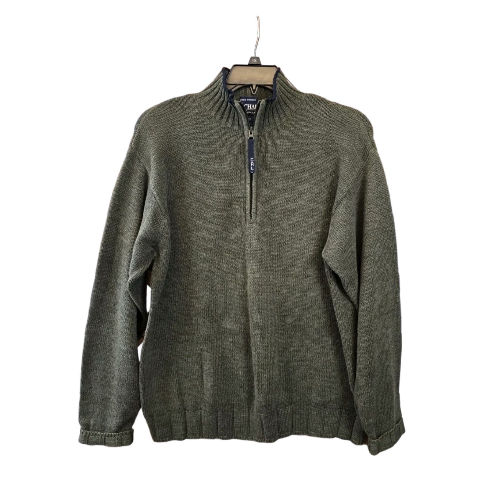 Chaps Chaps Ralph Lauren Men's Pullover Cotton 1/4 Zip Sweater - Size M - Green - Regular Fit, Long Sleeve, Collared Knit Sweatshirt Size US M / EU 48-50 / 2 - 1 Thumbnail