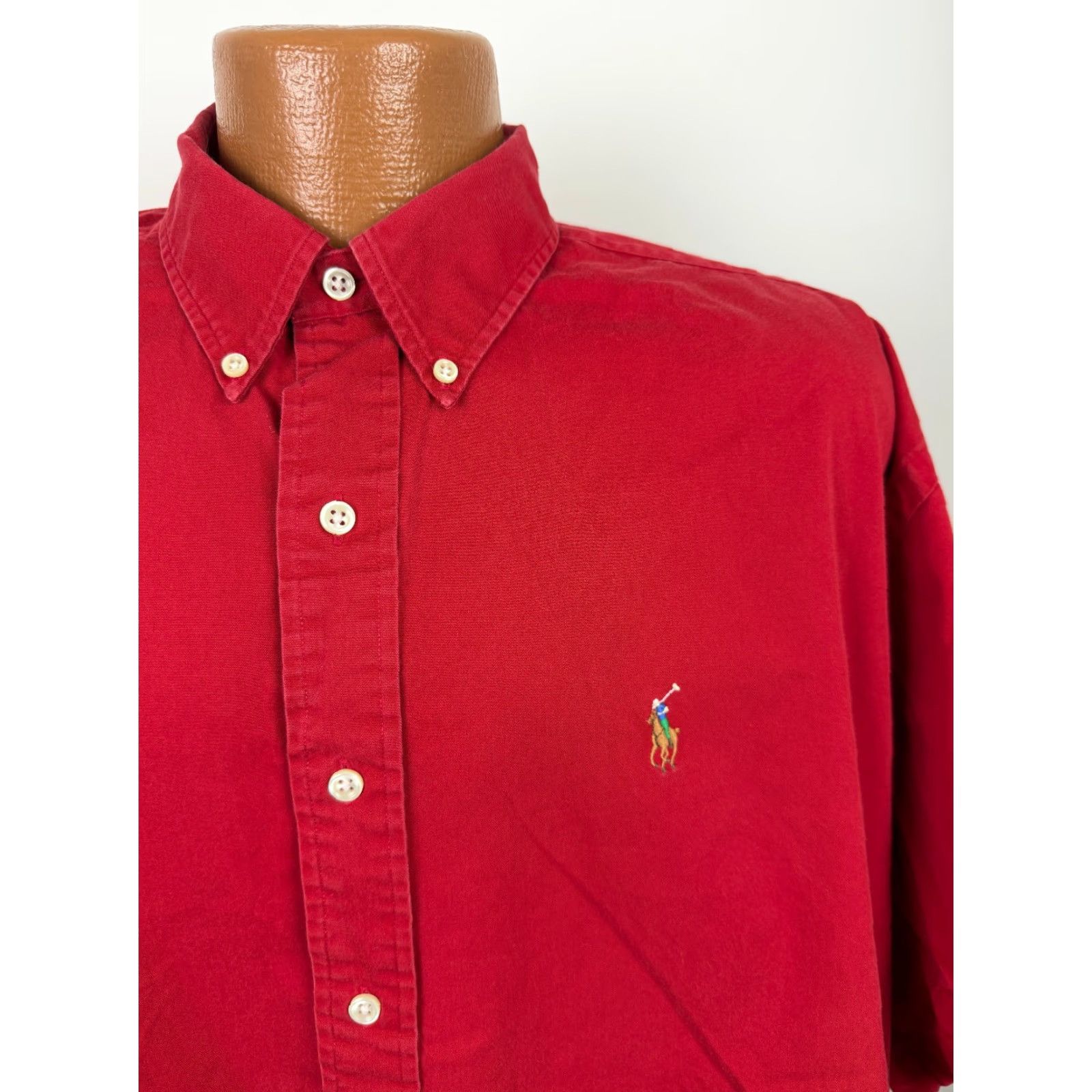 Ralph Lauren VINTAGE Ralph Lauren Blake Shirt XL Oversized Button-Up Red Cotton Twill 90s Preppy Mens Size US XL / EU 56 / 4 - 2 Thumbnail
