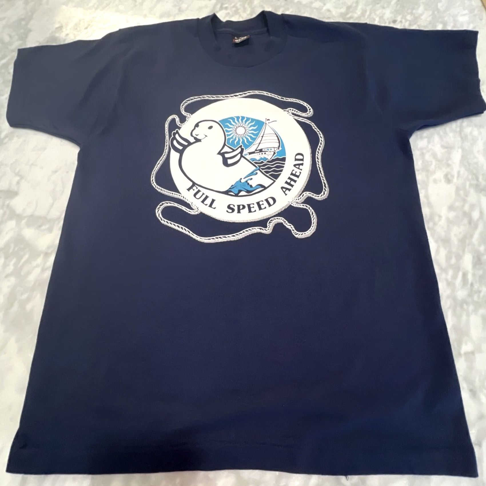 Fruit Of The Loom VINTAGE Navy Seal Full Speed Ahead T Shirt Men Large Sailboat Single Stitch Size US L / EU 52-54 / 3 - 3 Thumbnail