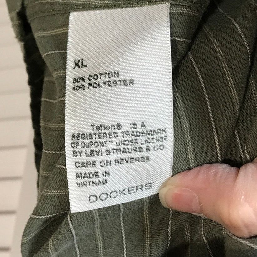 Dockers Dockers Green Striped Collared Long Sleeve Shirt XL 17/17 ½ Size US XL / EU 56 / 4 - 4 Thumbnail