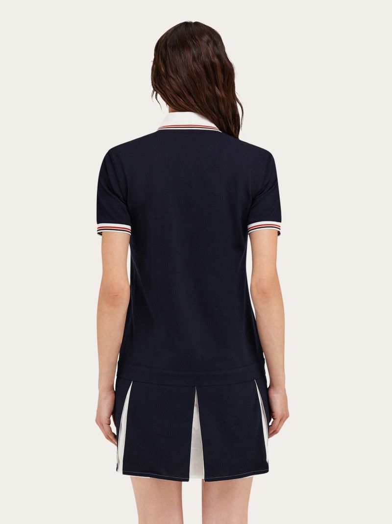 Salvatore Ferragamo o1s1rm0126 Cotton Polo Shirt Dress in Navy Blue Size L / US 10 / IT 46 - 4 Thumbnail