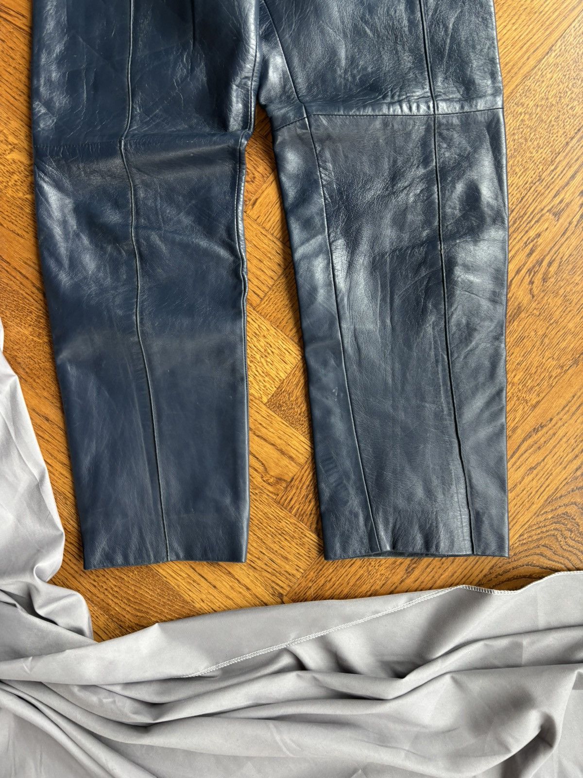 Indian Motorcycle × Leather × Vintage True Vintage Leather Pants Blue High Waisted 60s Motorcycle Size 24" / US 00 / IT 34 - 4 Thumbnail