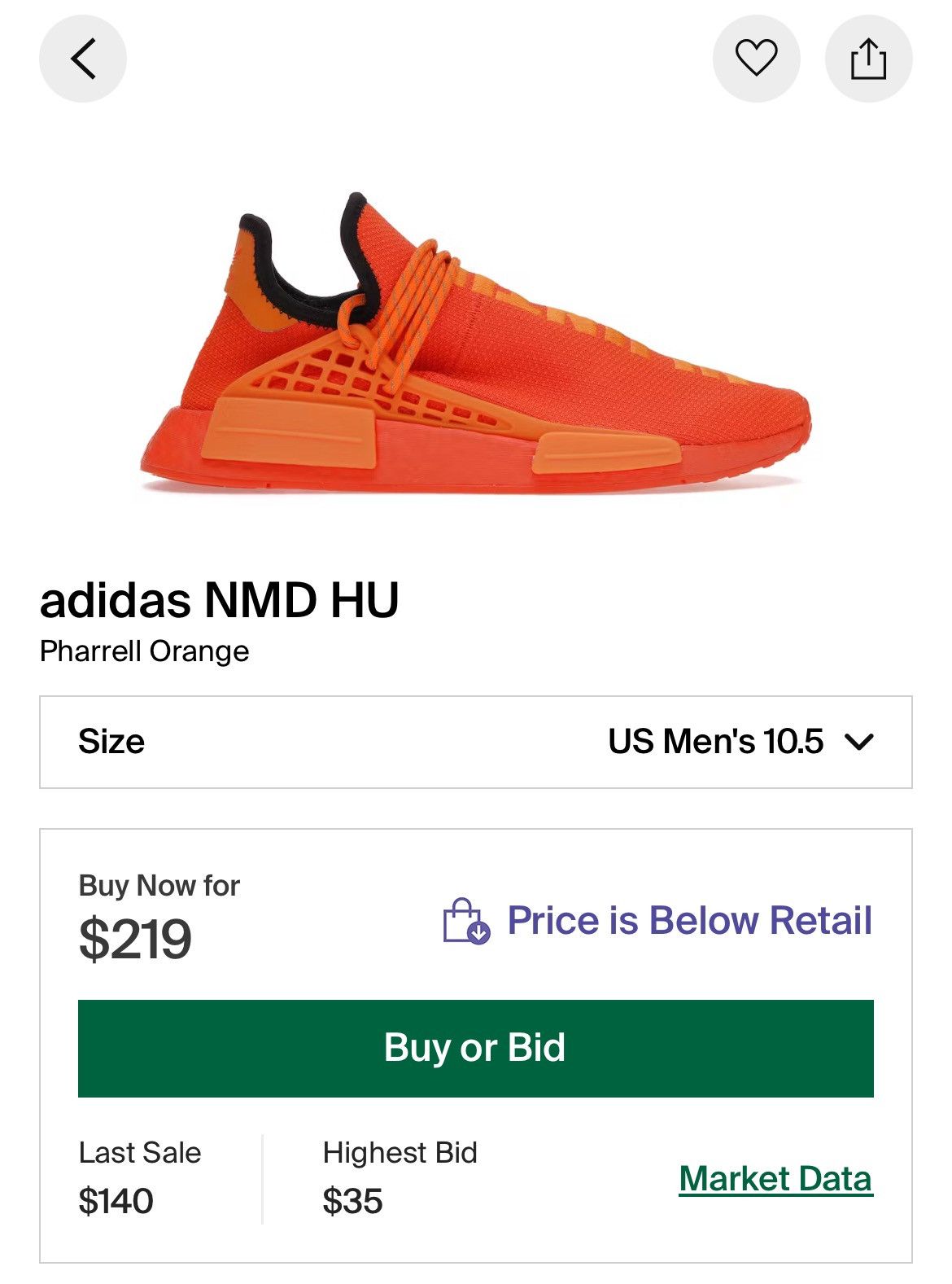 Adidas × Pharrell adidas Pharrell Williams Orange NMD Hu Sneakers GY0095 10.5 Size US 10.5 / EU 43-44 - 4 Thumbnail