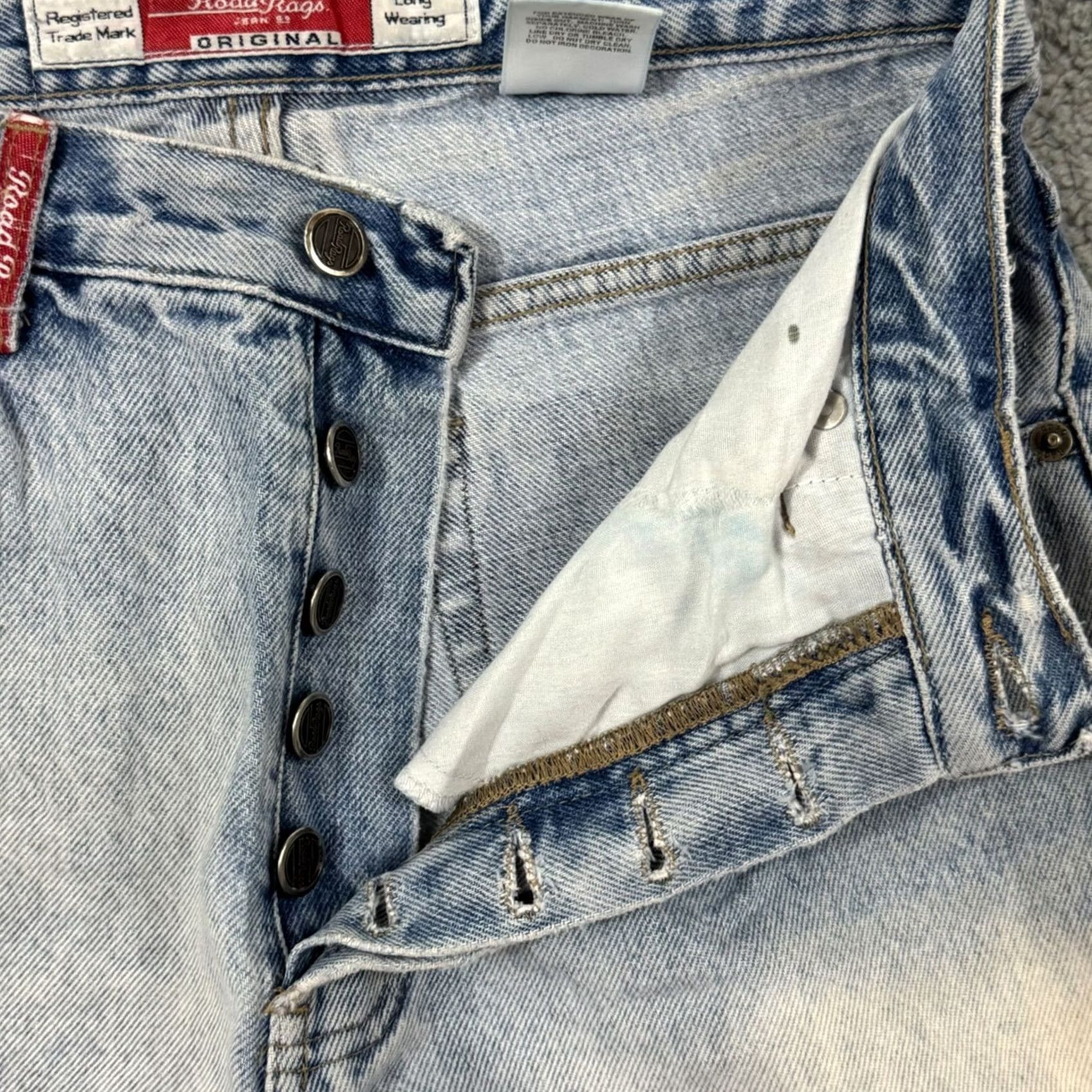 Denime VINTAGE Road Rags Jeans Womens 28x29 Straight Washed Denim Button Fly Skate Y2K Size 34" / US 12 / IT 48 - 6 Thumbnail