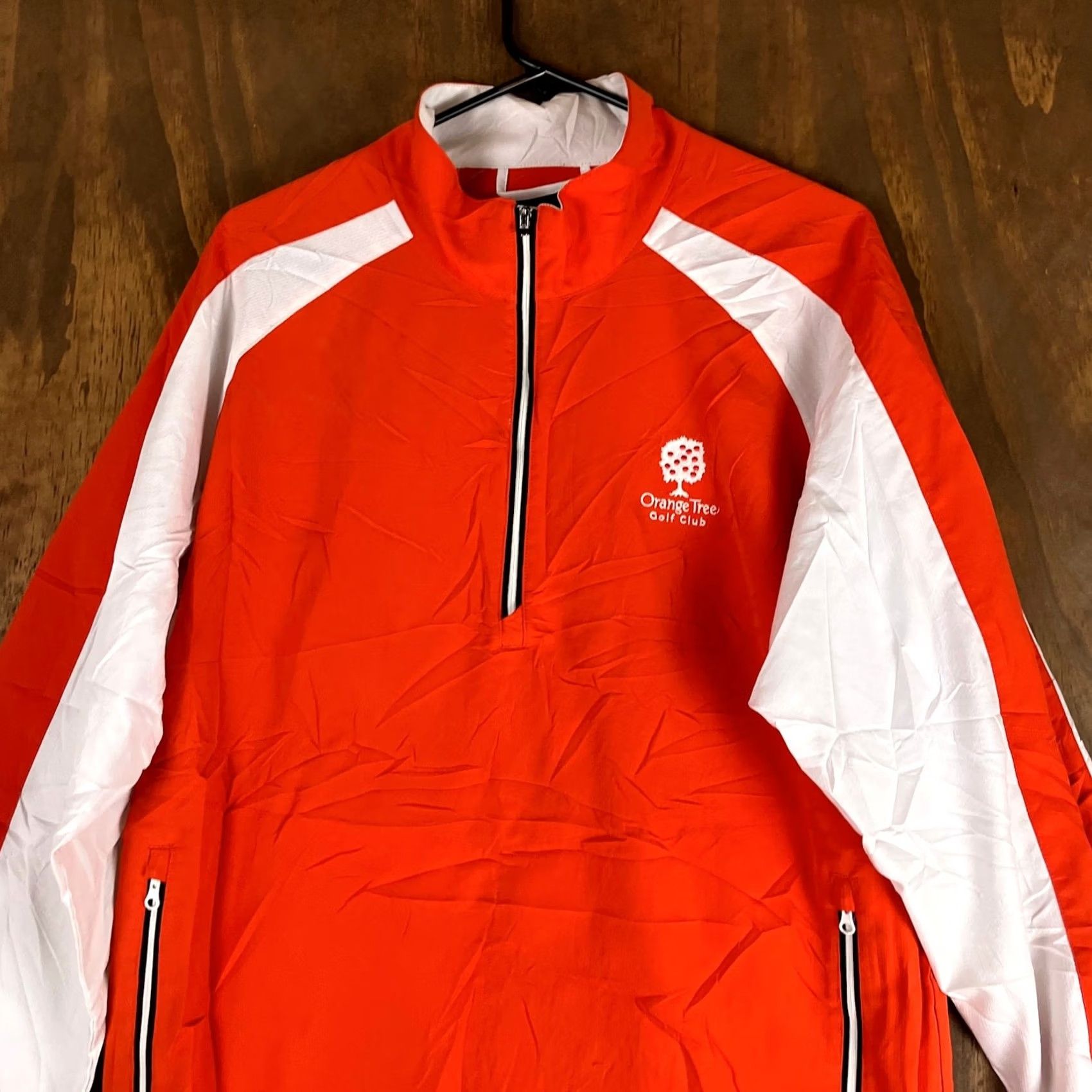 Footjoy Footjoy Men Jacket Orange 1/4 Zip Performance Athletic One Tree Golf Club Logo M Jacket Mens Orange 1/4 Zip Athletic Track Jacket Golf Logo Size US M / EU 48-50 / 2 - 2 Thumbnail