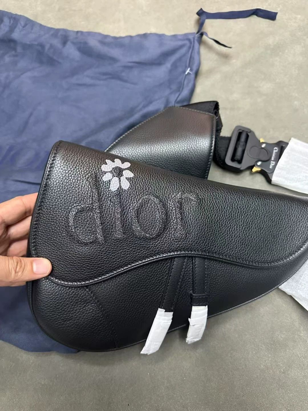 Dior Dior By Erl Grained Calfskin Saddle Bag Black Size ONE SIZE - 2 Thumbnail