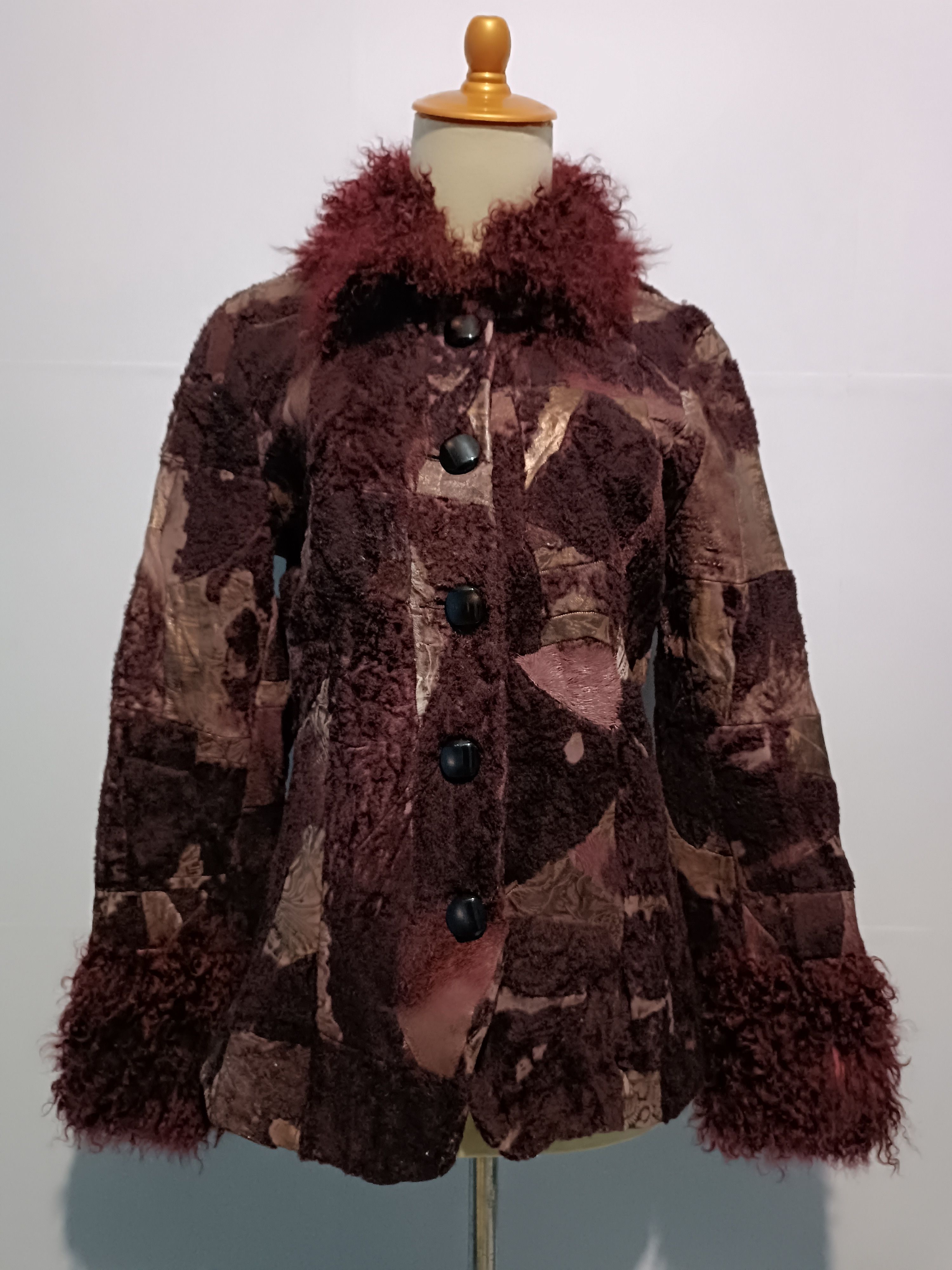 Other Extra Fine Leather Jacket Fur Mix Pabric Coats Red Purple Size ONE SIZE - 1 Thumbnail
