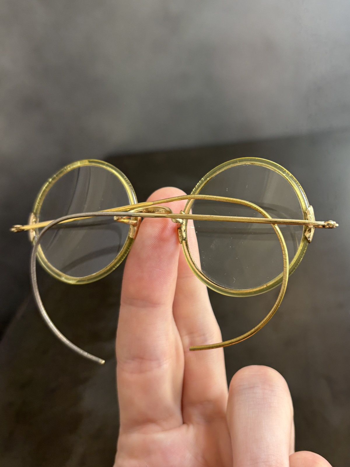 Shuron Antique Eyeglasses 1910s Shur-On Optical Gold F Round Frames Size ONE SIZE - 6 Thumbnail