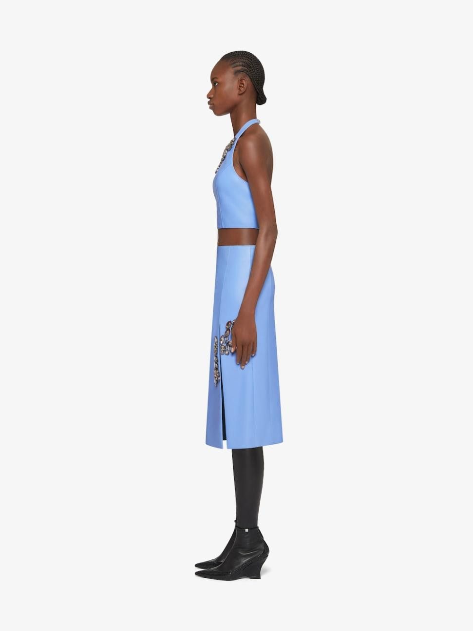 Givenchy o1w1db10325 Pencil Leather Skirt in Blue Size 26" / US 2 / IT 38 - 3 Thumbnail