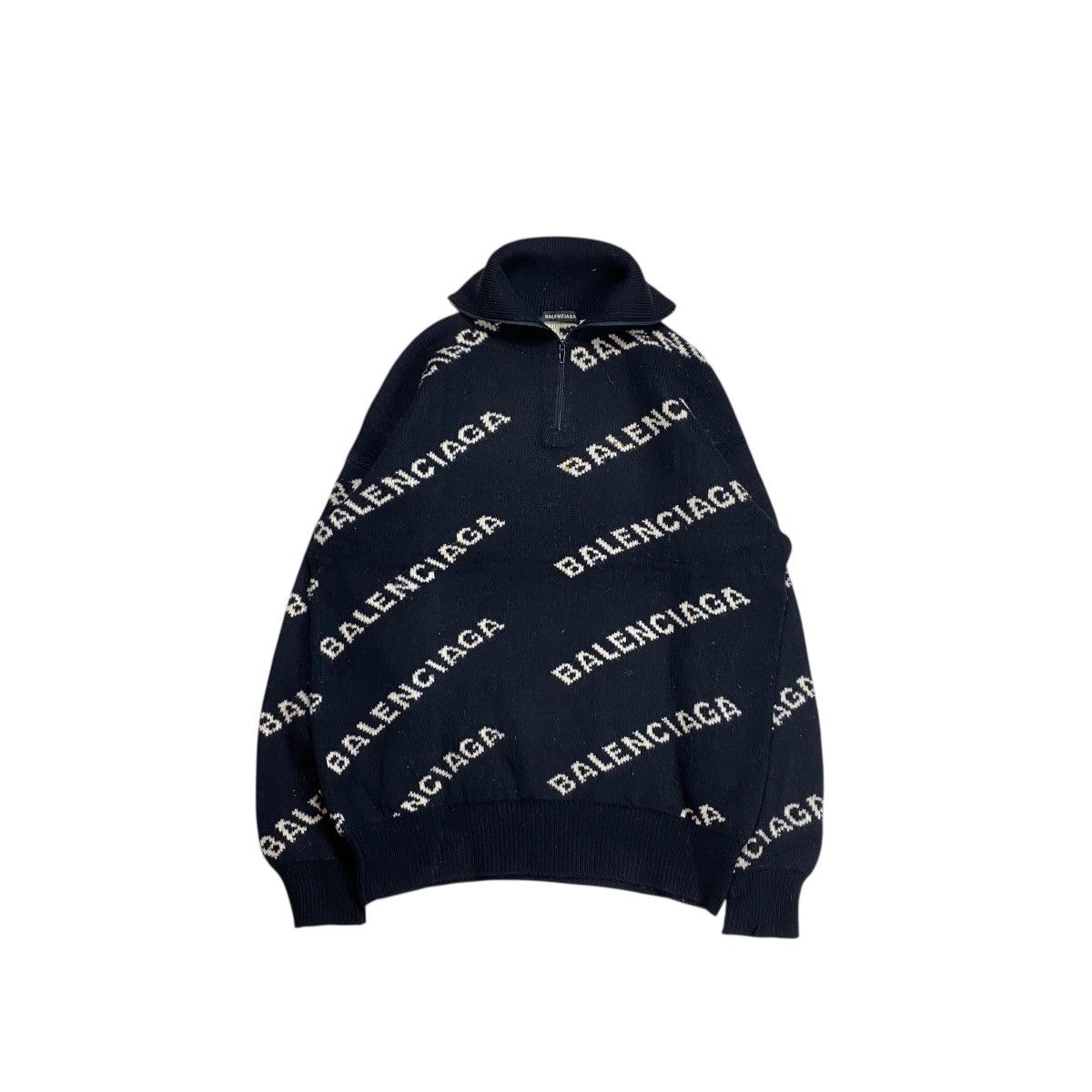 Balenciaga Balenciaga Halfzip Intarsia Logo Oversized Knitwear Size US S / EU 44-46 / 1 - 2 Thumbnail