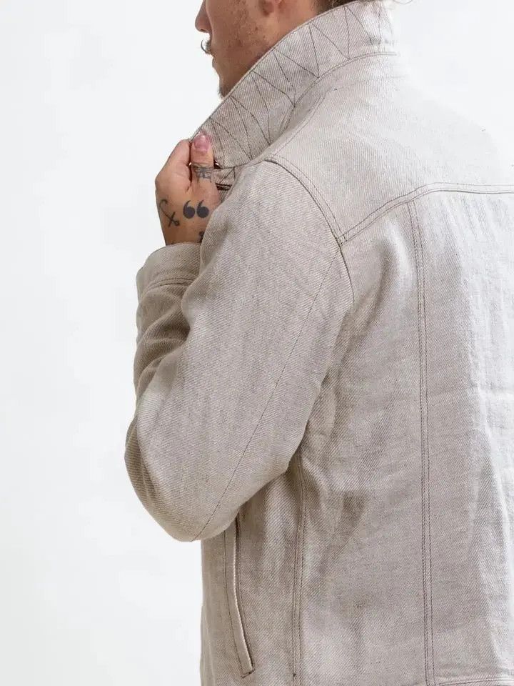 Other 100% Linen Jacket - Ecru/Beige Size US L / EU 52-54 / 3 - 2 Thumbnail