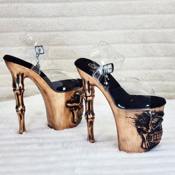 Other Rapture Brushed Metallic Copper Skull & Bones 8" High Heel P Size US 8 / IT 38 - 5 Thumbnail