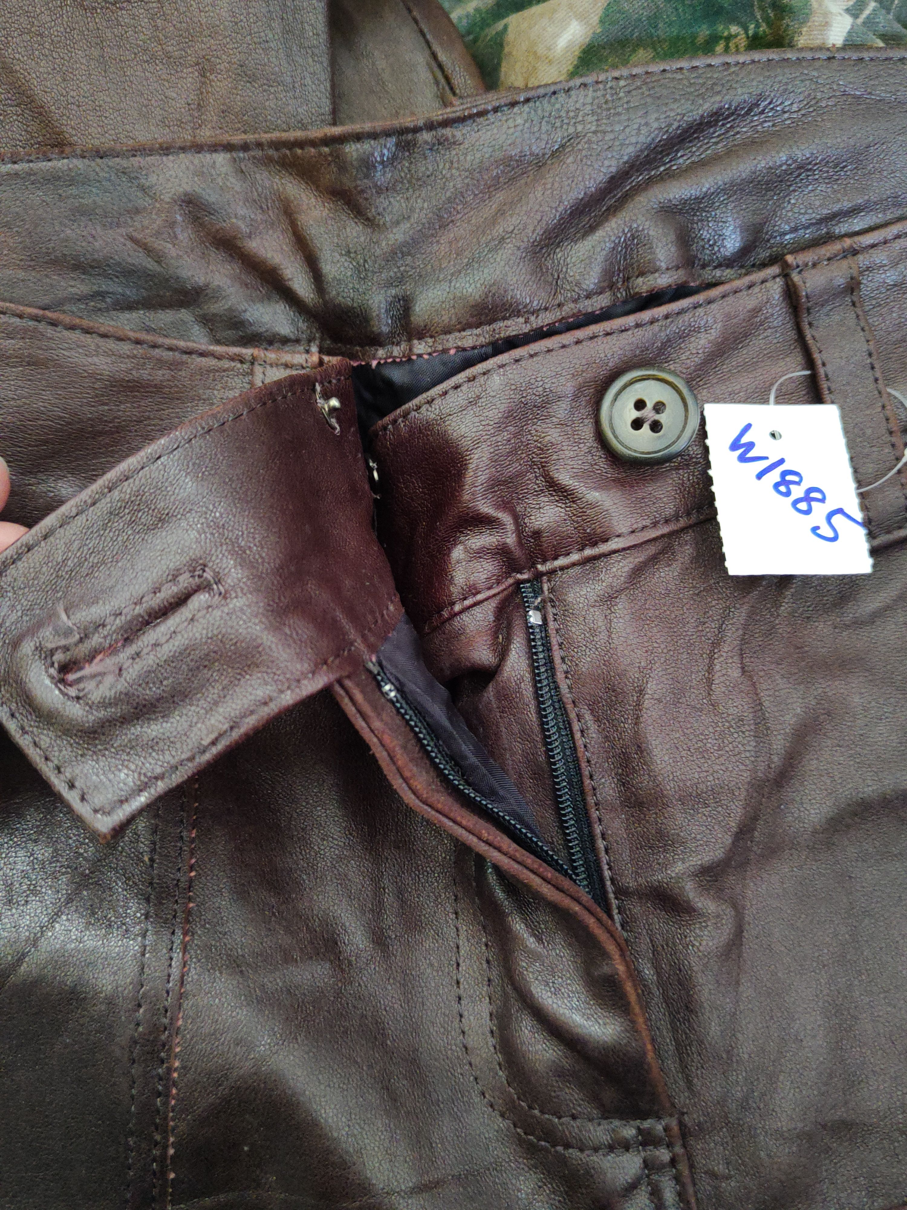 Leather DL Japan Vintage Dark Brown faded Leather lamb Pants #W1885 Size US 28 / EU 44 - 14 Thumbnail