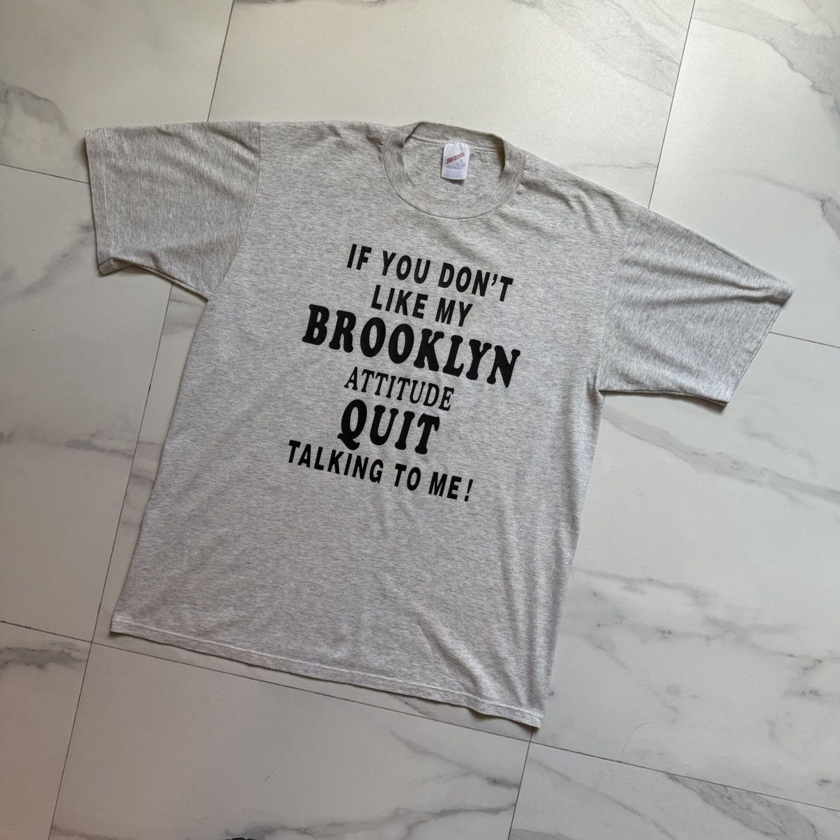 Jerzees Vintage 90s Brooklyn Attitude T-Shirt Size US XL / EU 56 / 4 - 3 Thumbnail