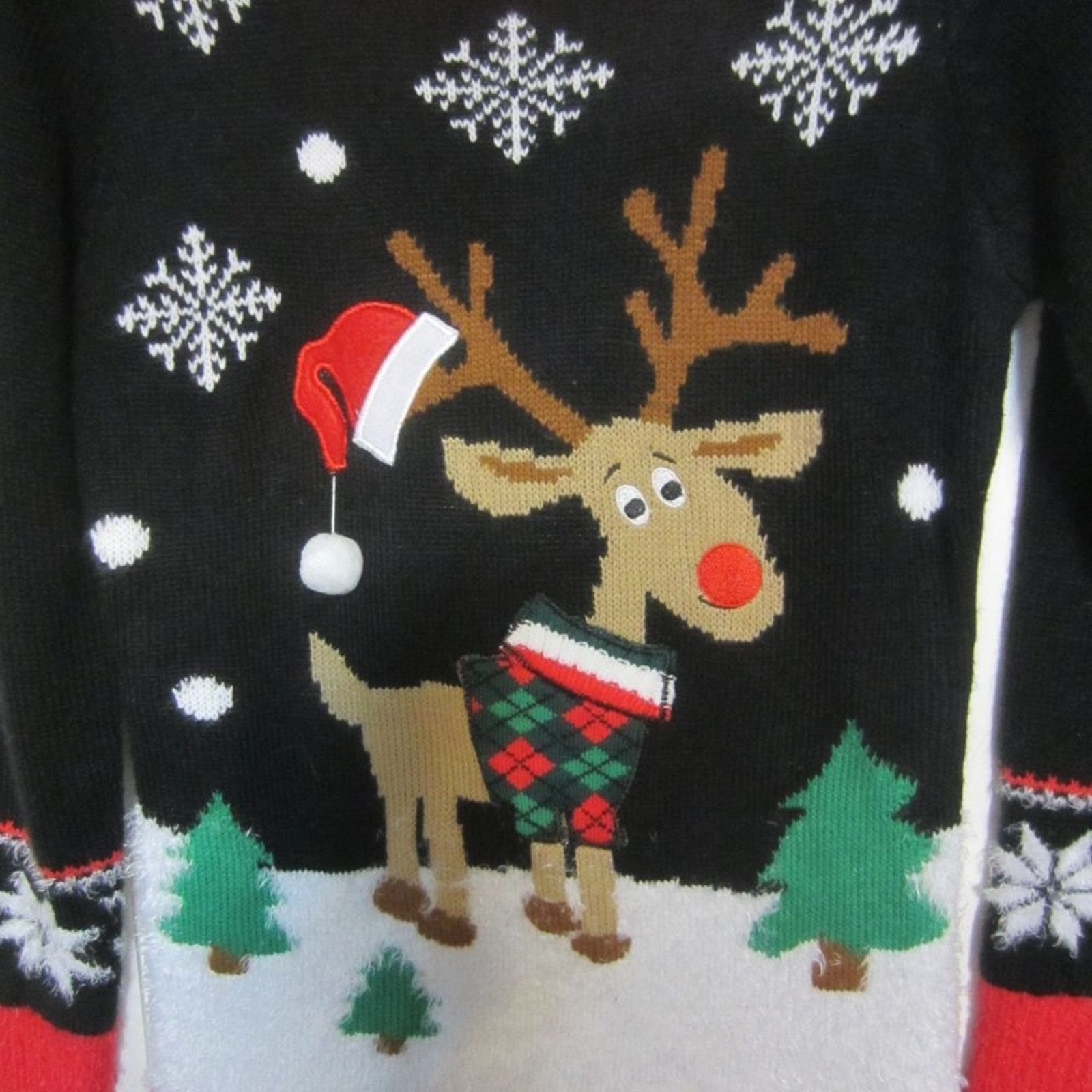 Other Ugly Christmas Sweater Dress Black Red Rudolph Reindeer Size S / US 4 / IT 40 - 5 Thumbnail