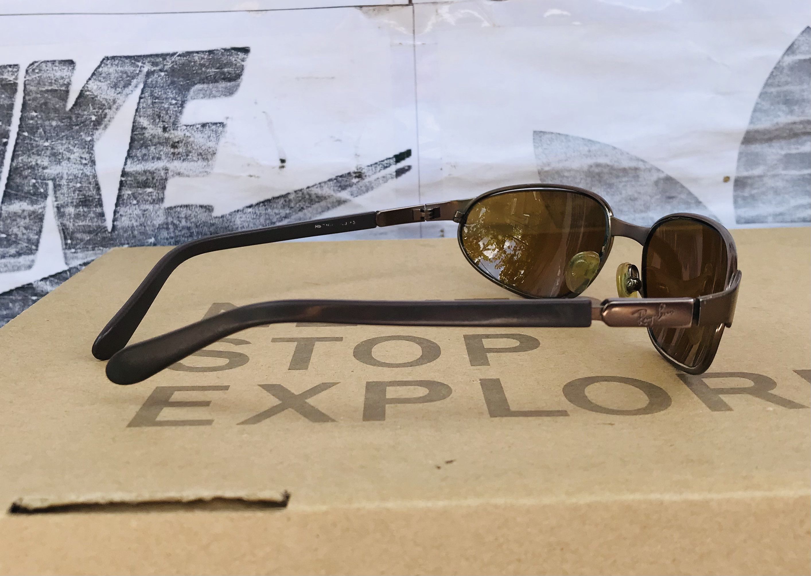 RayBan Ray Ban B&L Brown Metal Wrap Sunglasses Vintage Italy Size ONE SIZE - 6 Thumbnail