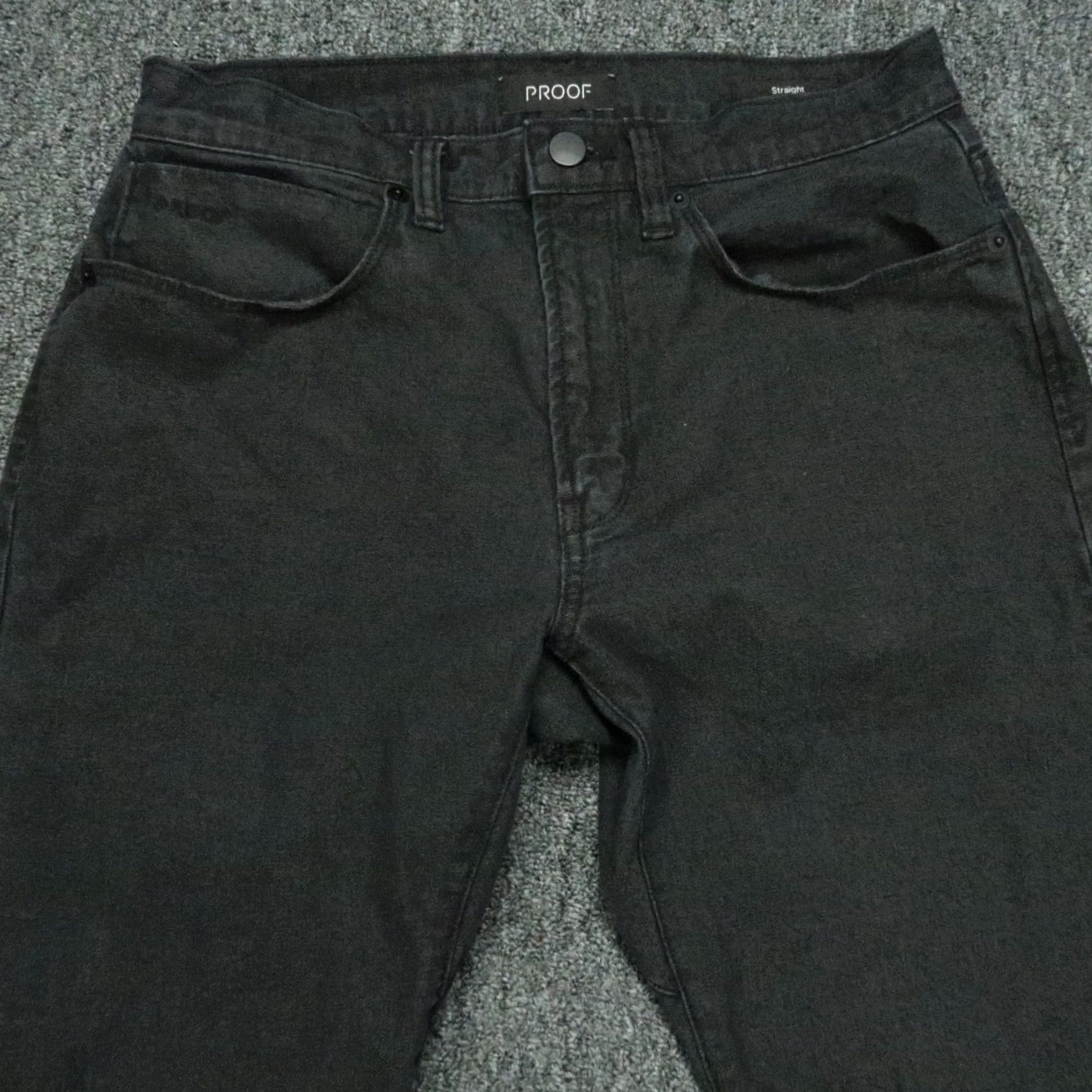 Vintage Proof Pants 29x30 Black Rover 5 Pocket Straight Stretch Chino Men Size 29 Black Proof Pants Mens Straight 5-Pocket Denim Trousers Size US 29 - 2 Thumbnail