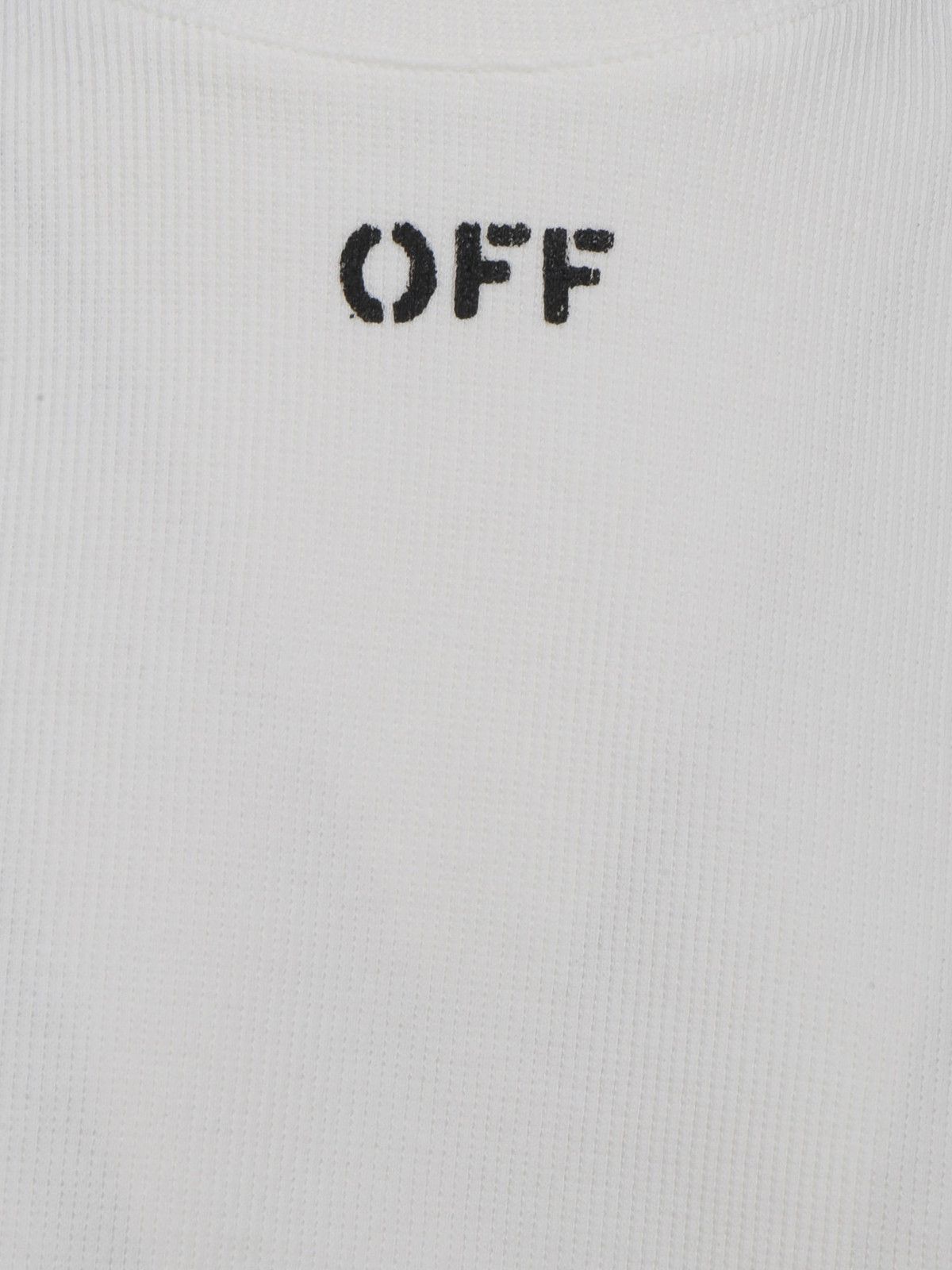 Off-White o1gr1nt0125 Rib Cropped Casual T-Shirt in White Size XXS / US 00 / IT 34 - 3 Thumbnail