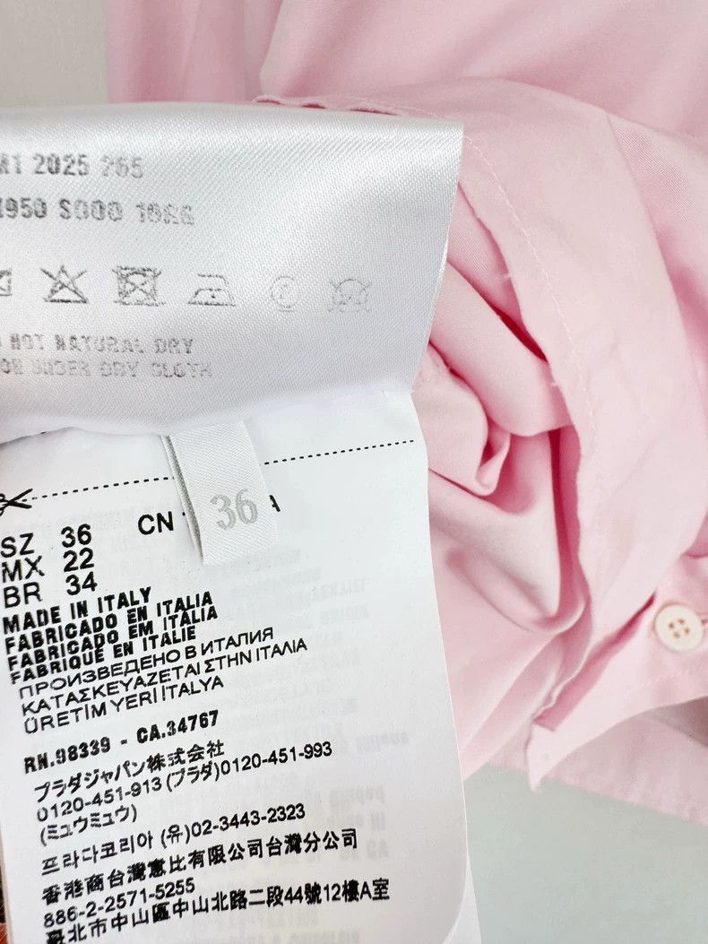 Prada Miumiu Pink Cropped Shirt with Logo-2506 Size S / US 4 / IT 40 - 5 Thumbnail