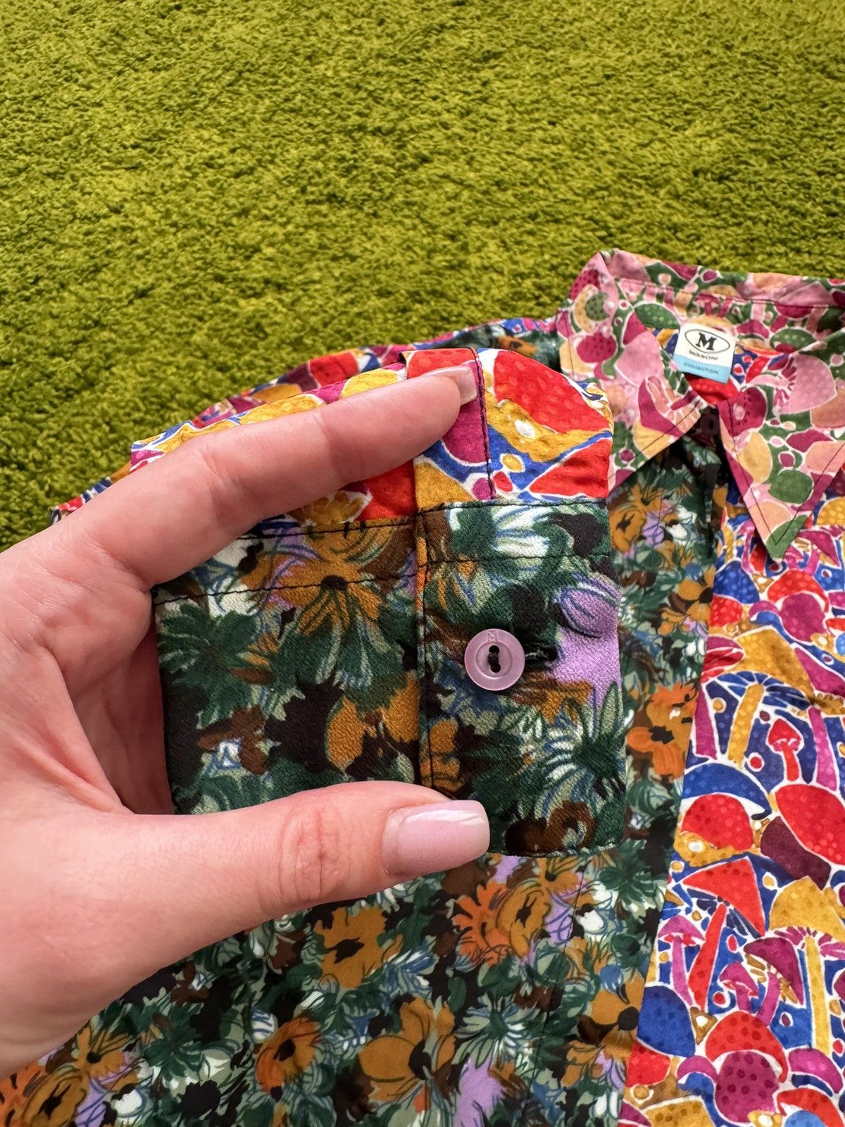 Designer × Missoni 🍄 Missoni silk blend floral patchwork mushrooms shirt blouse Size M / US 6-8 / IT 42-44 - 7 Thumbnail