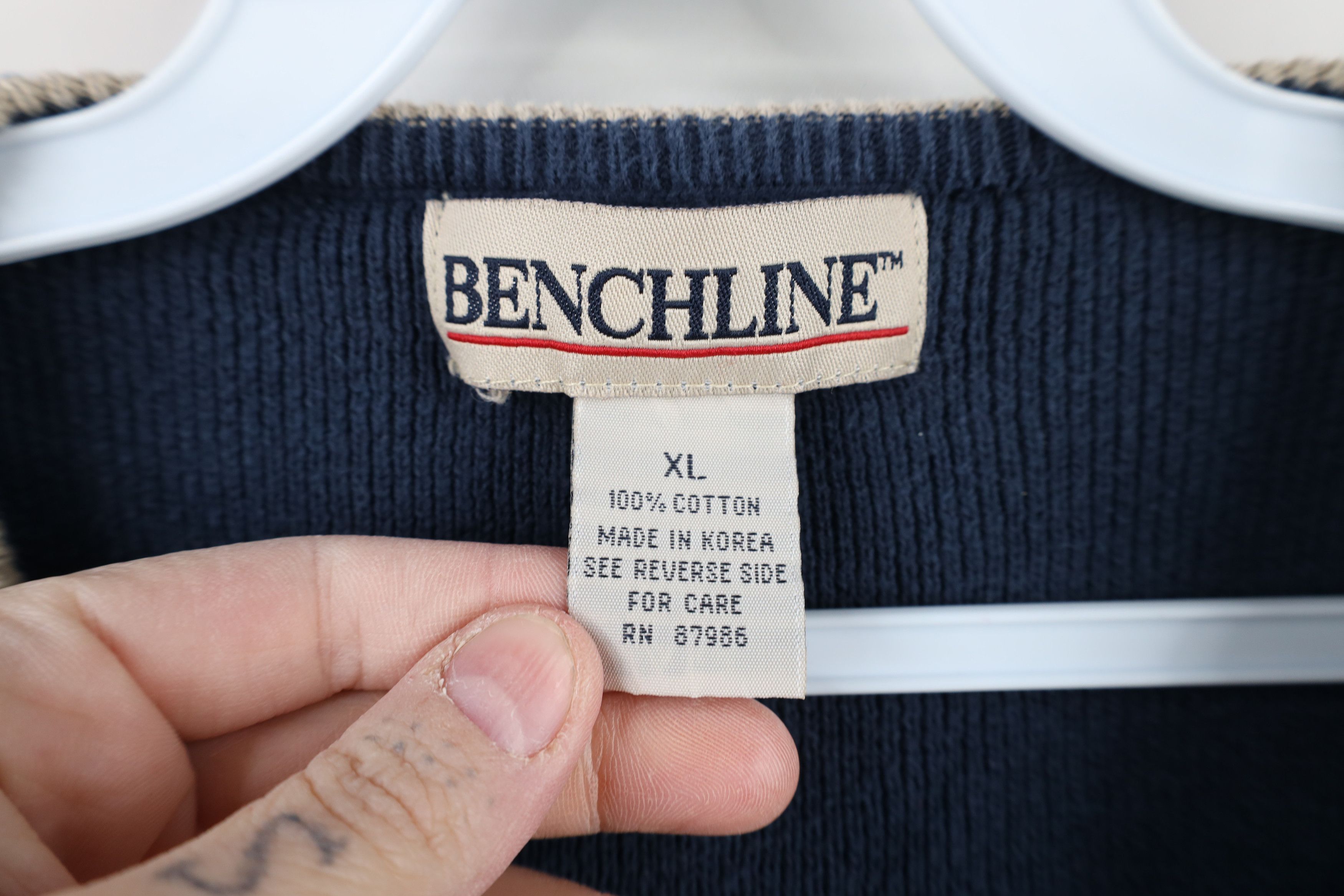 Vintage Vintage 90s Streetwear Cotton Ribbed Knit Sweater Vest Blue Size US XL / EU 56 / 4 - 7 Thumbnail