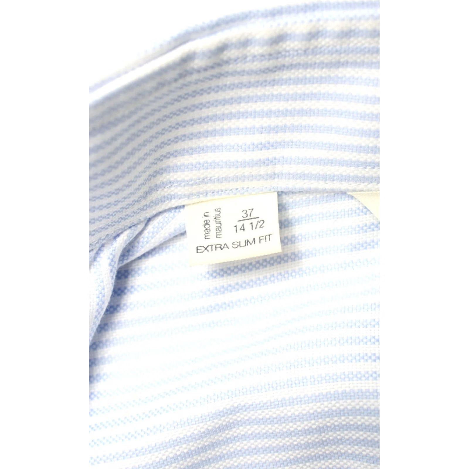 Suitsupply Suitsupply Dress Shirt Pinstriped Extra Slim Fit Men's 37 / 14 1/2 Blue White, Button-Up, Formal, Business Size 36R - 6 Thumbnail