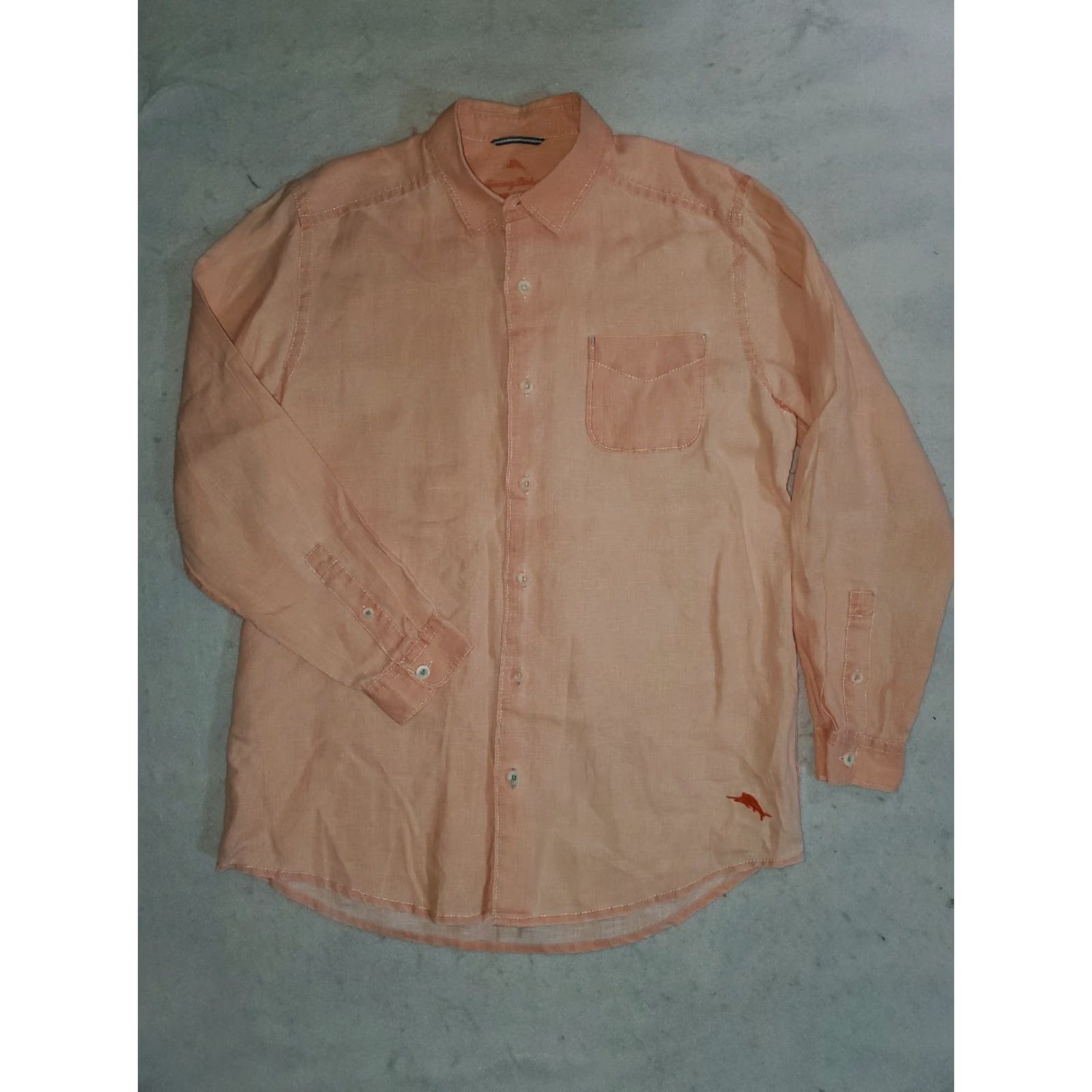 Tommy Bahama Tommy Bahama Signature Relax 100% Linen Button-Up Long Sleeve Shirt Mens Sz S Orange Hawaiian Size US S / EU 44-46 / 1 - 2 Thumbnail