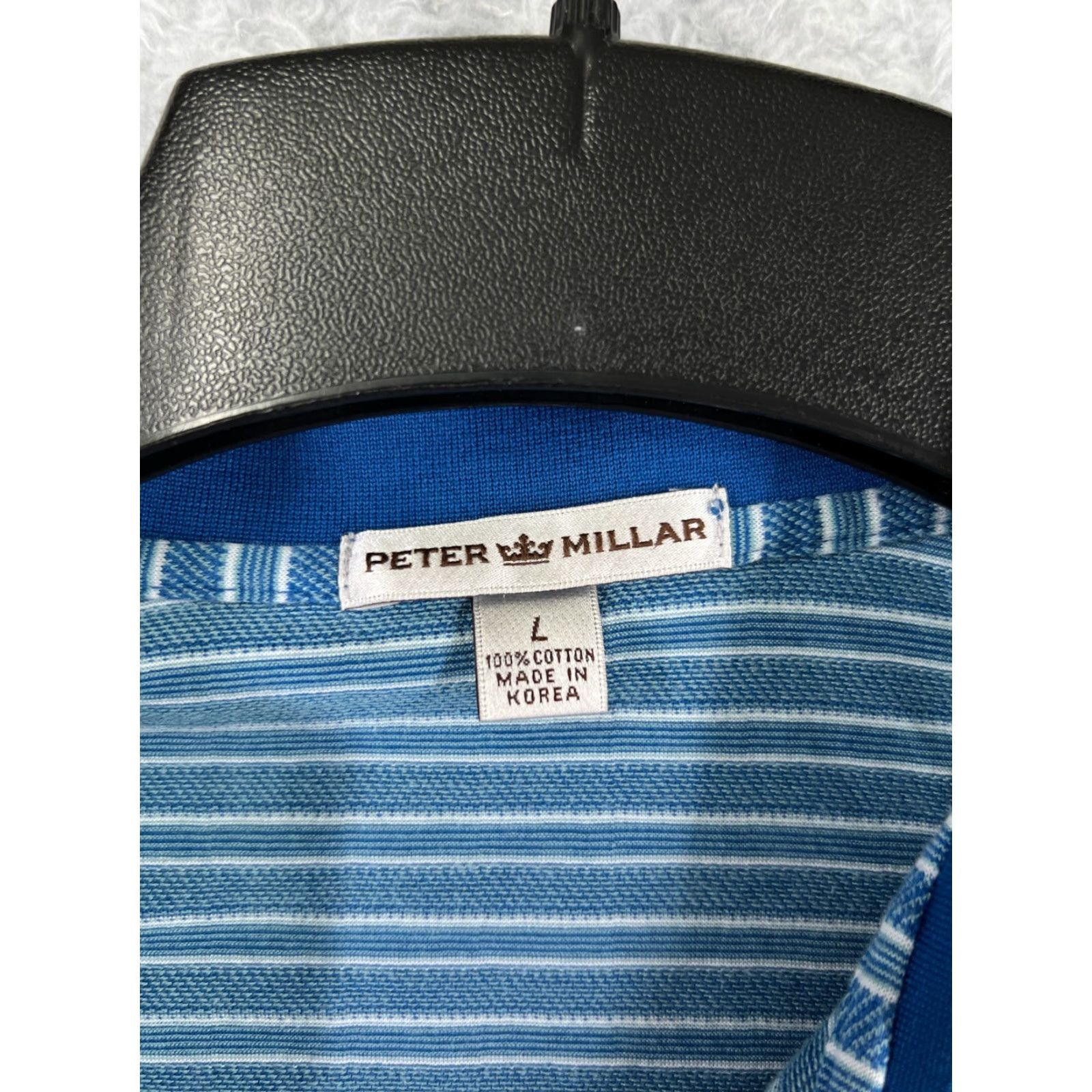 Peter Millar Peter Millar Polo Shirt Mens Large Blue Stripe 100% Cotton Short Sleeve Golf Shirt Size US L / EU 52-54 / 3 - 3 Thumbnail
