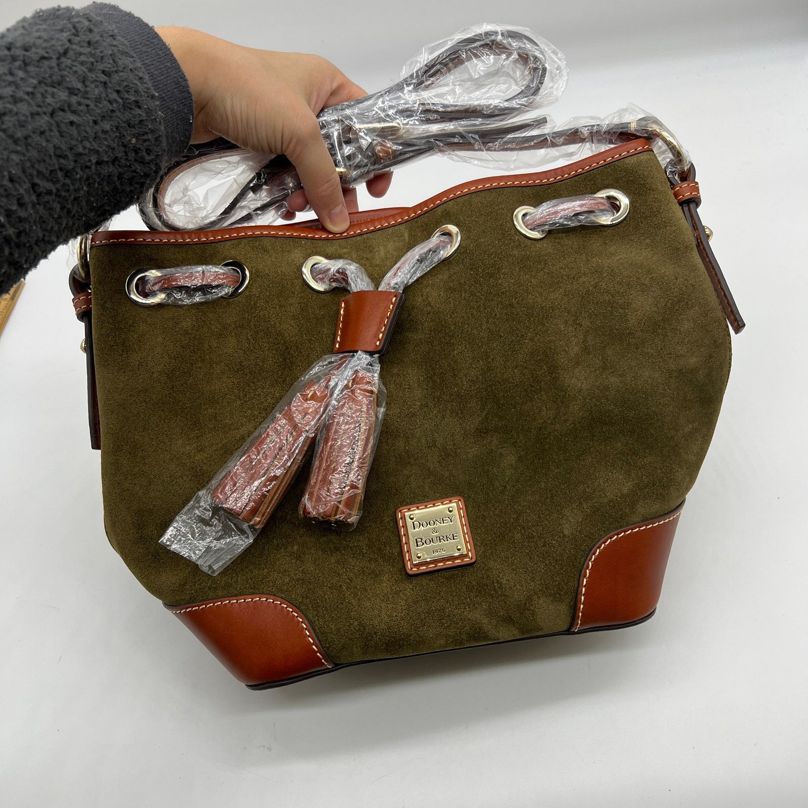 Dooney & Bourke Dooney & Bourke Suede Drawstring Crossbody Olive Size ONE SIZE - 15 Thumbnail