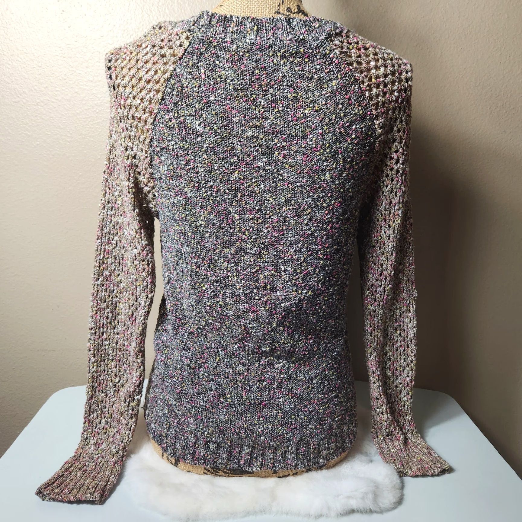 Rag & Bone rag & bone Confetti Open Knit Raglan Sleeve Pullover-Size M Women Knit Medium weight Round Neck Multicolor Size M / US 6-8 / IT 42-44 - 4 Thumbnail