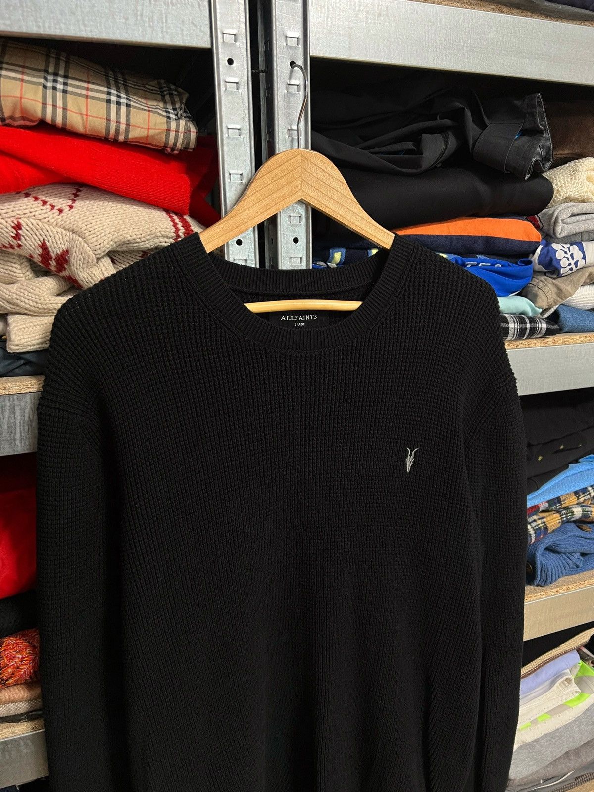 Allsaints × Designer Vintage Allsaints Jumper Sweater Waffle Knit Men’s Size L Size US L / EU 52-54 / 3 - 2 Thumbnail