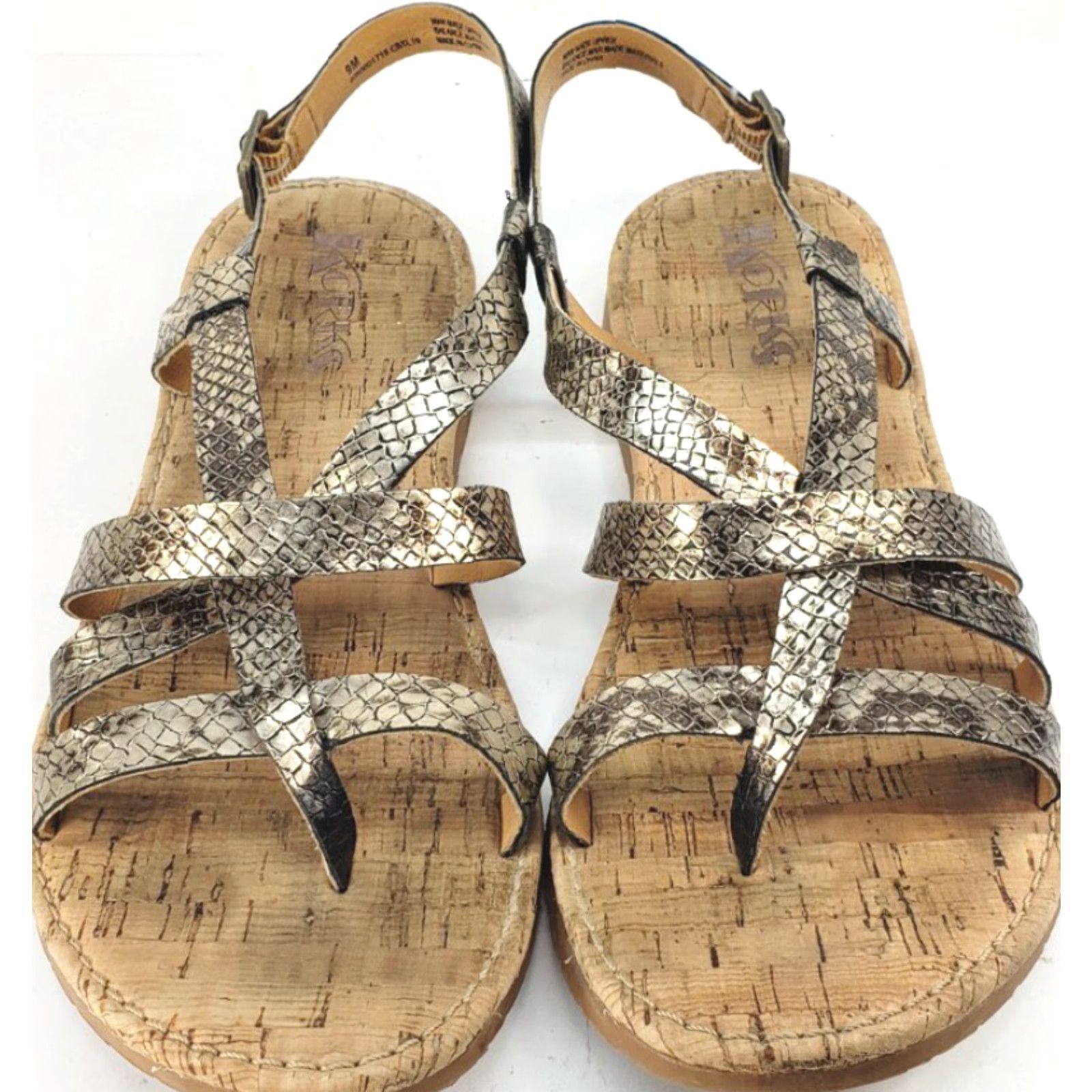 Vintage Korks Felicity Strappy Flat Bonze Snake Print Sandals Women's Size 9M Size US 9 / IT 39 - 3 Thumbnail