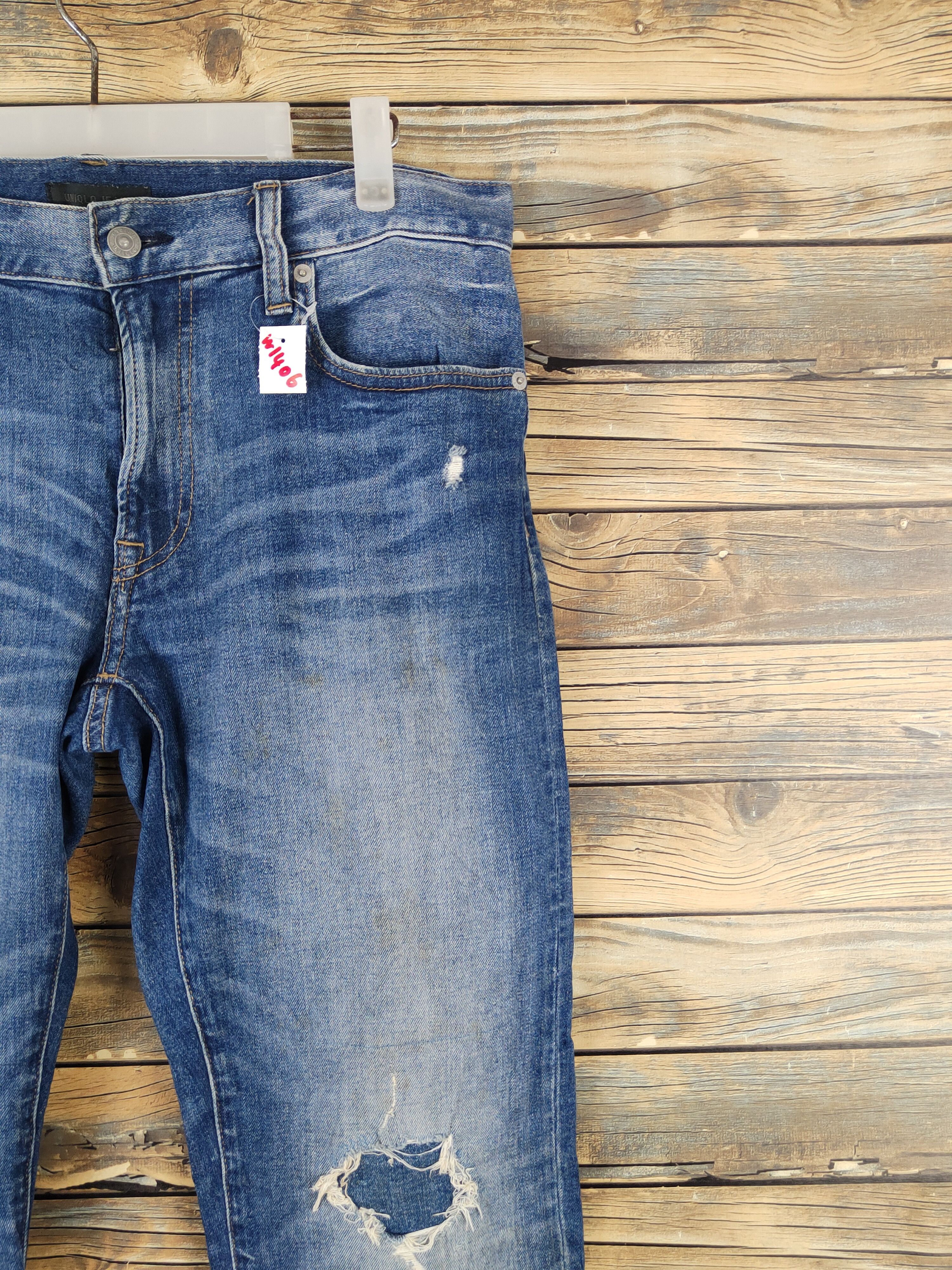 Japanese Brand Uniqlo japan Blue Distressed Ripped Jeans #W1406 Size US 32 / EU 48 - 5 Thumbnail