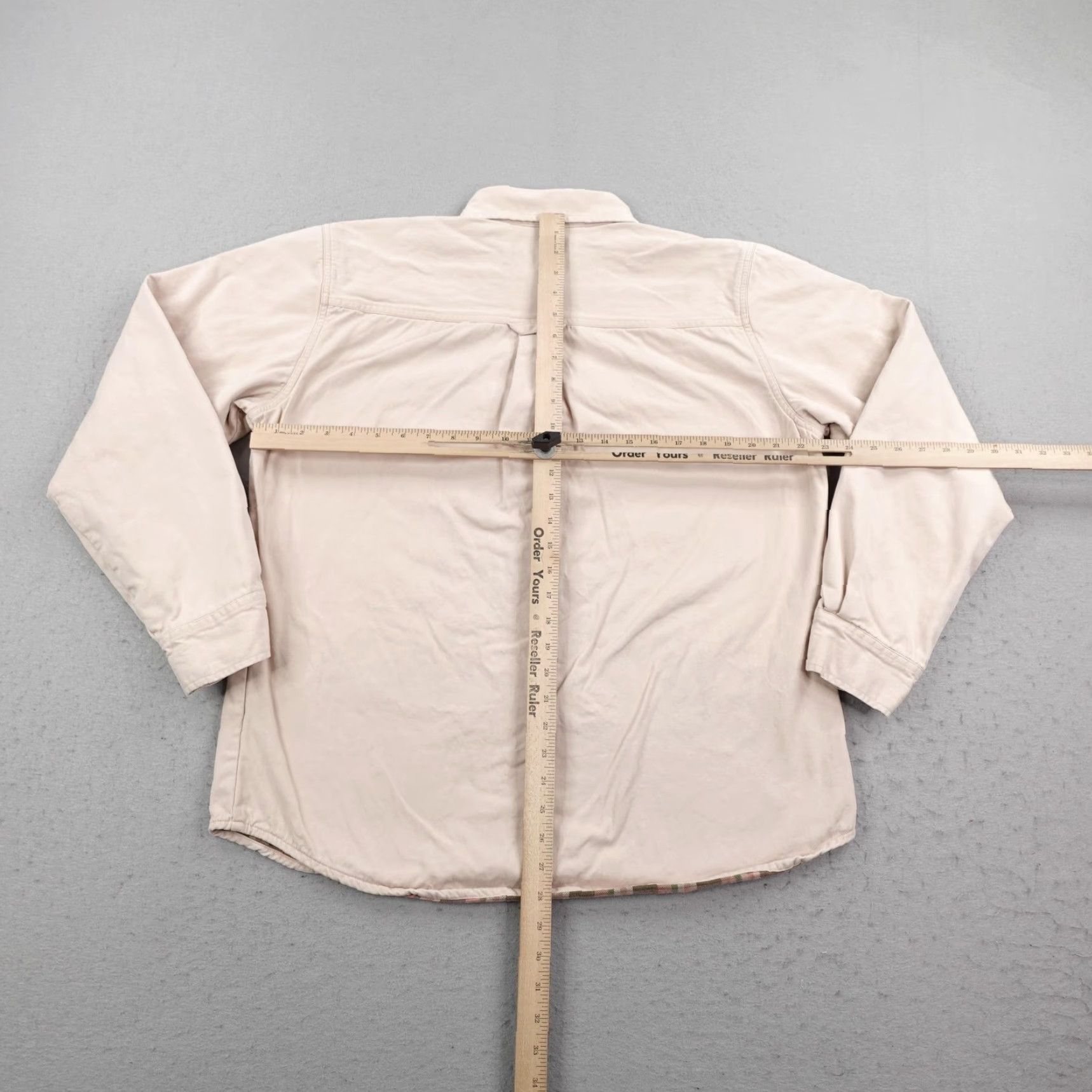 Levi's Levis Shirt Mens Large Beige Khaki Twill Flannel Lined Button Up Shacket Utility Size US L / EU 52-54 / 3 - 7 Thumbnail