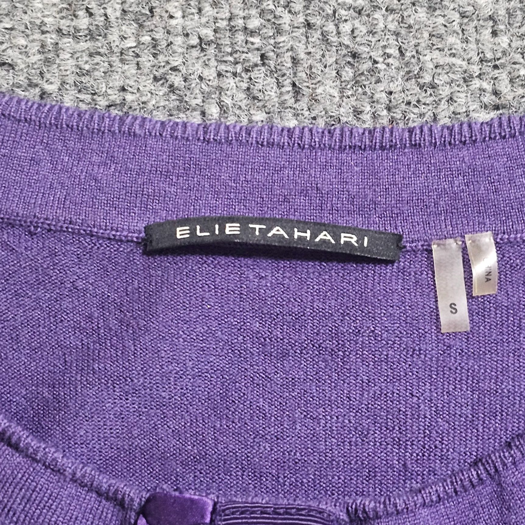 Elie Tahari Elie Tahari Cardigan Sweater Women Small Purple Merino Button Career Casual Sleeve Long Round Neck Size S / US 4 / IT 40 - 3 Thumbnail