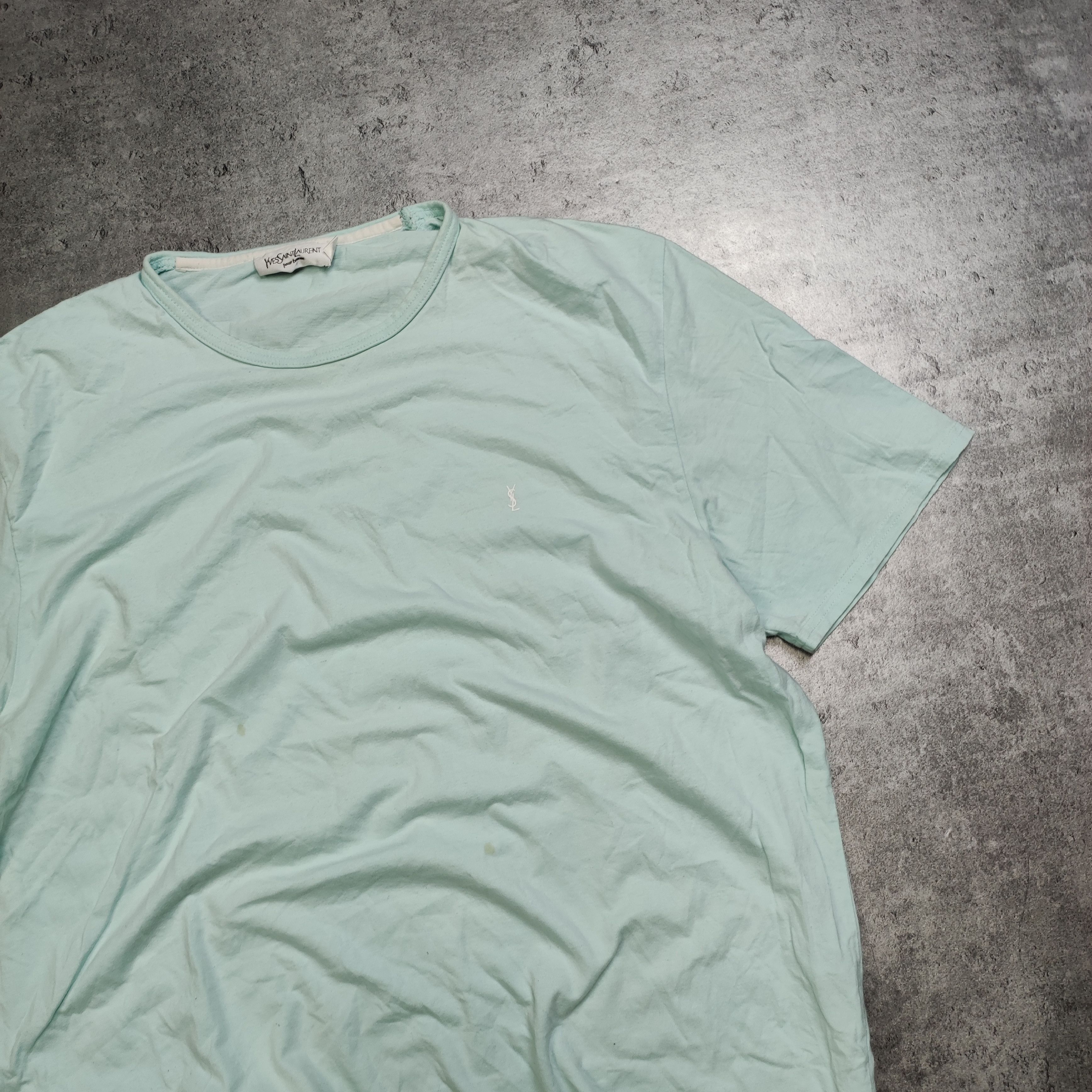 Vintage × Yves Saint Laurent RARE YSL Yves Saint Laurent Mint Small Logo Classic Tee Size US XXL / EU 58 / 5 - 3 Thumbnail