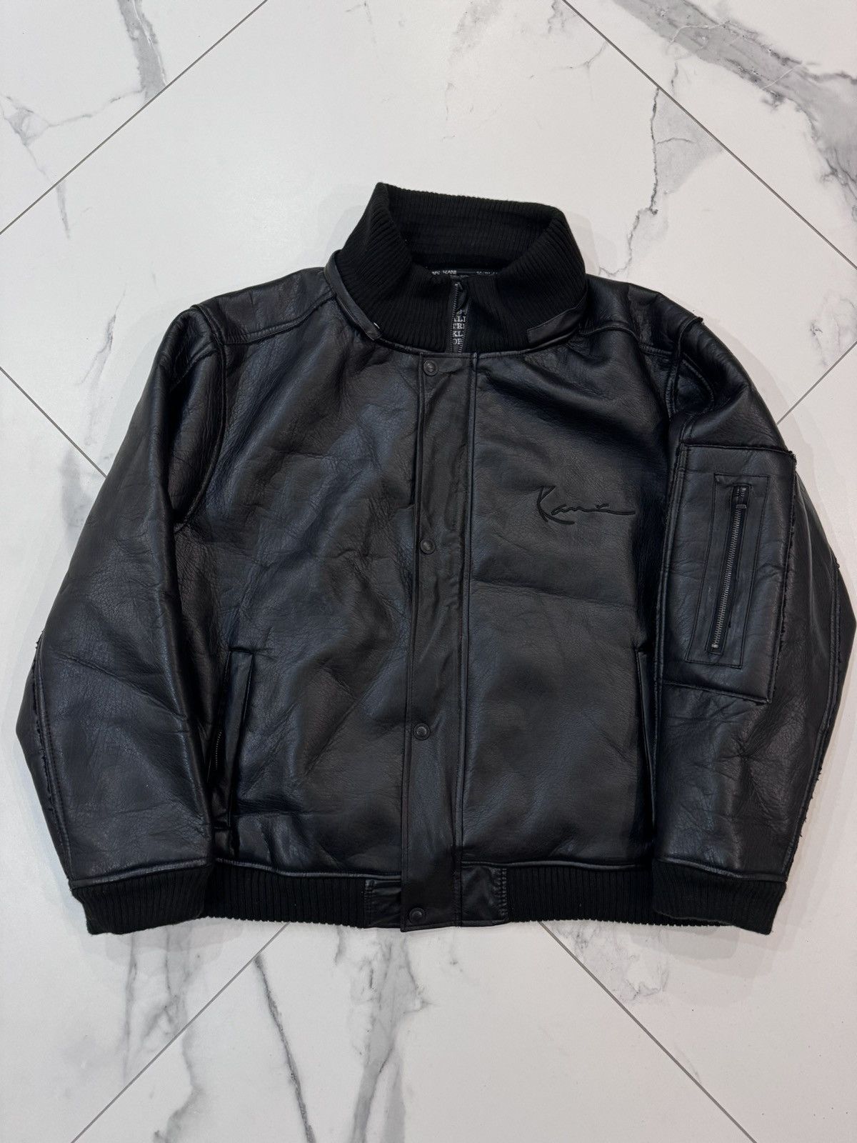 image of Vintage Y2K Karl Kani Eco Leather Jacket Black, Men's (Size XL)