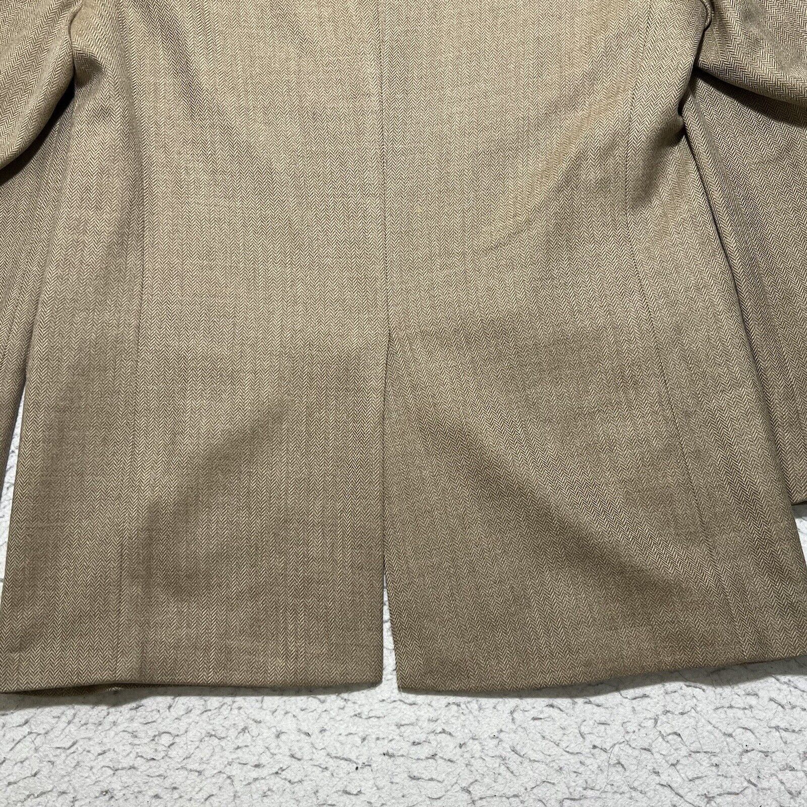 Stafford Stafford Wool Herringbone Beige Career Suit Jacket Coat 42L Size 42L - 16 Thumbnail
