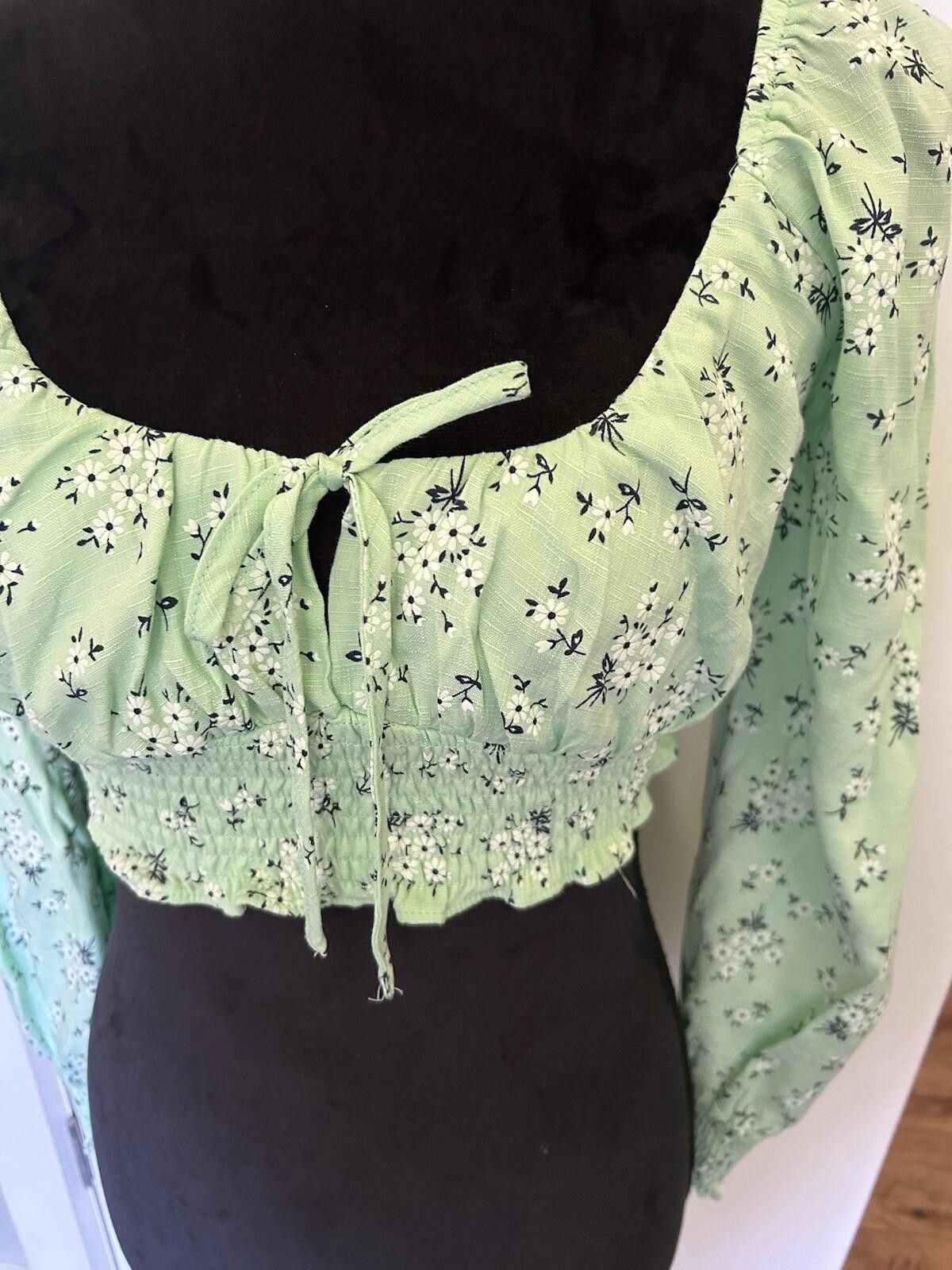 Designer Luck and Trouble Boho Festival top Mint floral - Sz 8 (004) Size S / US 4 / IT 40 - 8 Thumbnail