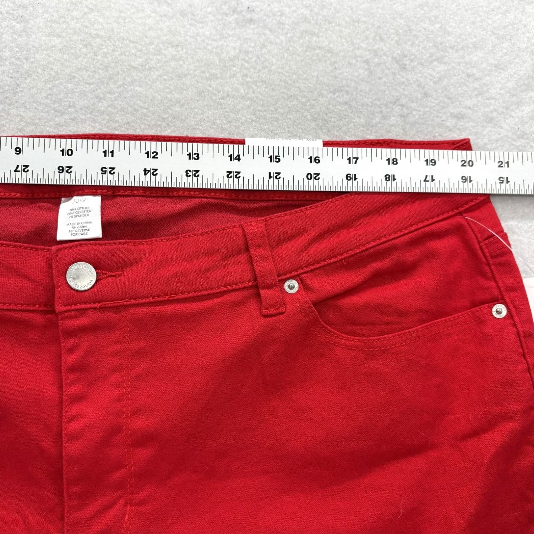 Vintage Westport Pants Womens 20W Red Twill Stretch Capri Pockets Summer Signature Fit Size 42" / US 20 - 5 Thumbnail
