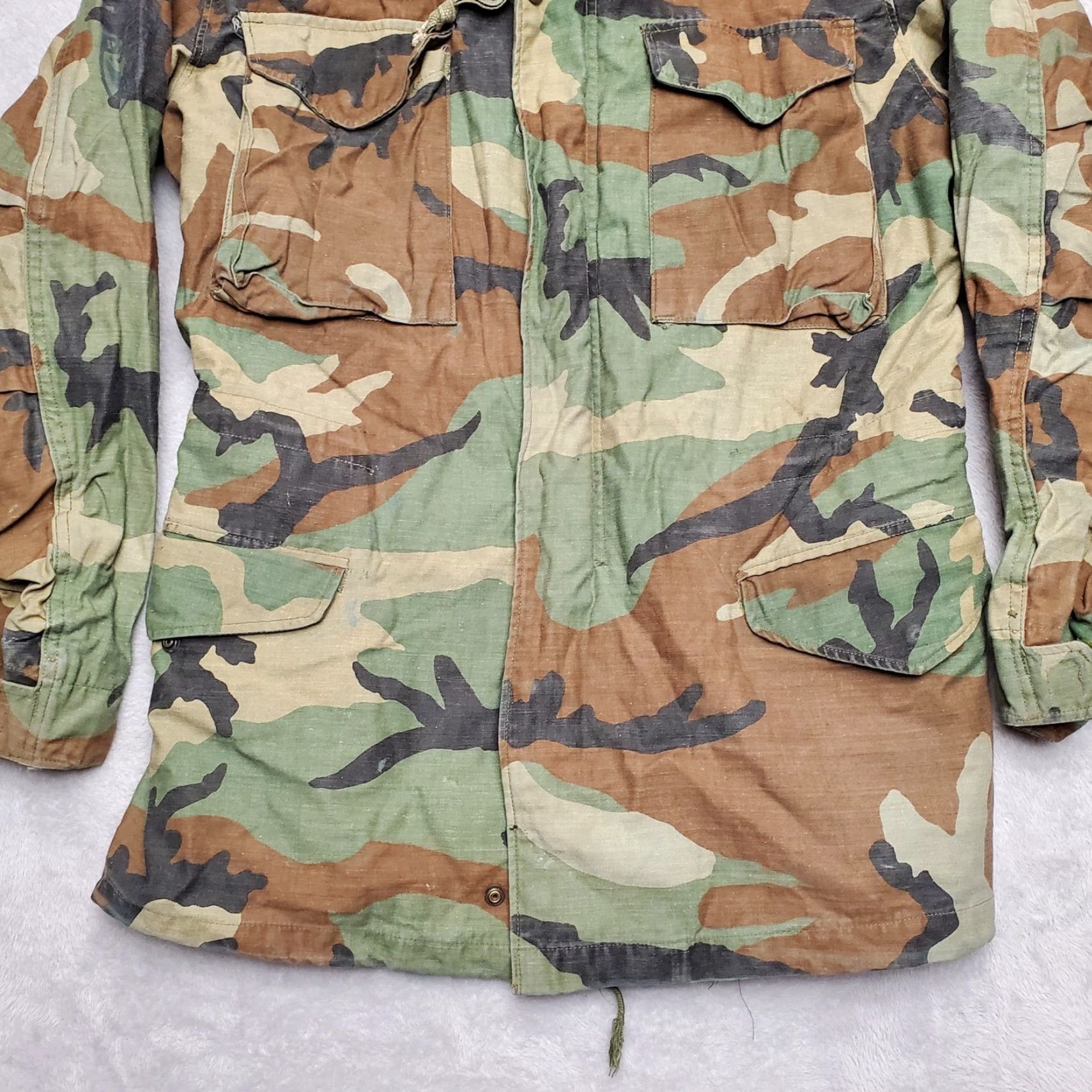 Agolde VTG Cold Weather Field Jacket Mens Small Long Green Woodland Camoflage Coat Size US S / EU 44-46 / 1 - 2 Thumbnail