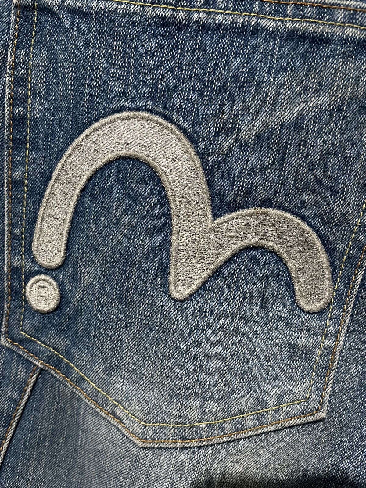 Japanese Brand Evisu Genes Baggy Denim Silver Logo Embroidery Y2K Style Size US 30 / EU 46 - 6 Thumbnail